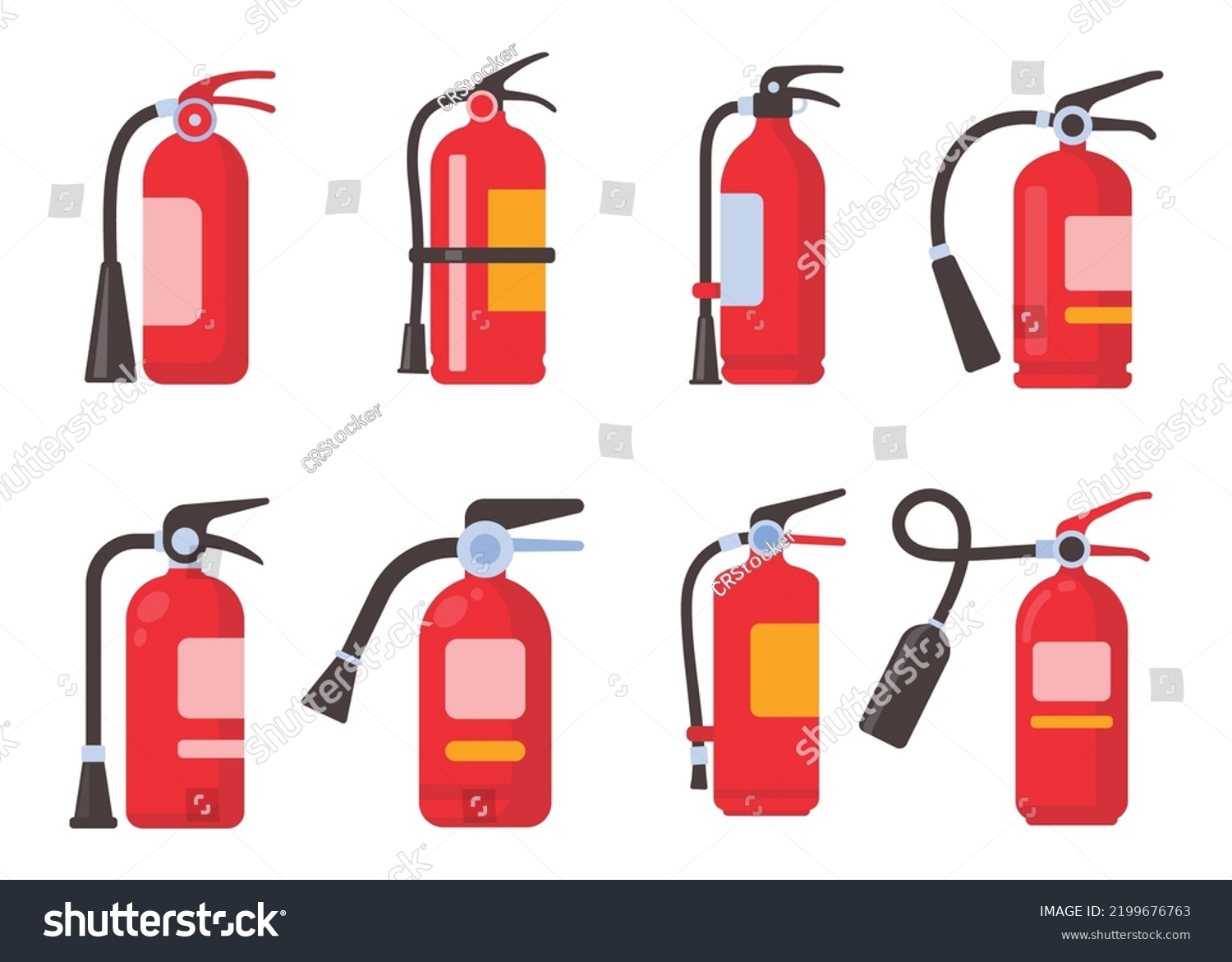 Red Fire Extinguisher Suppressing Fire Buildings Stock Vector (Royalty ...