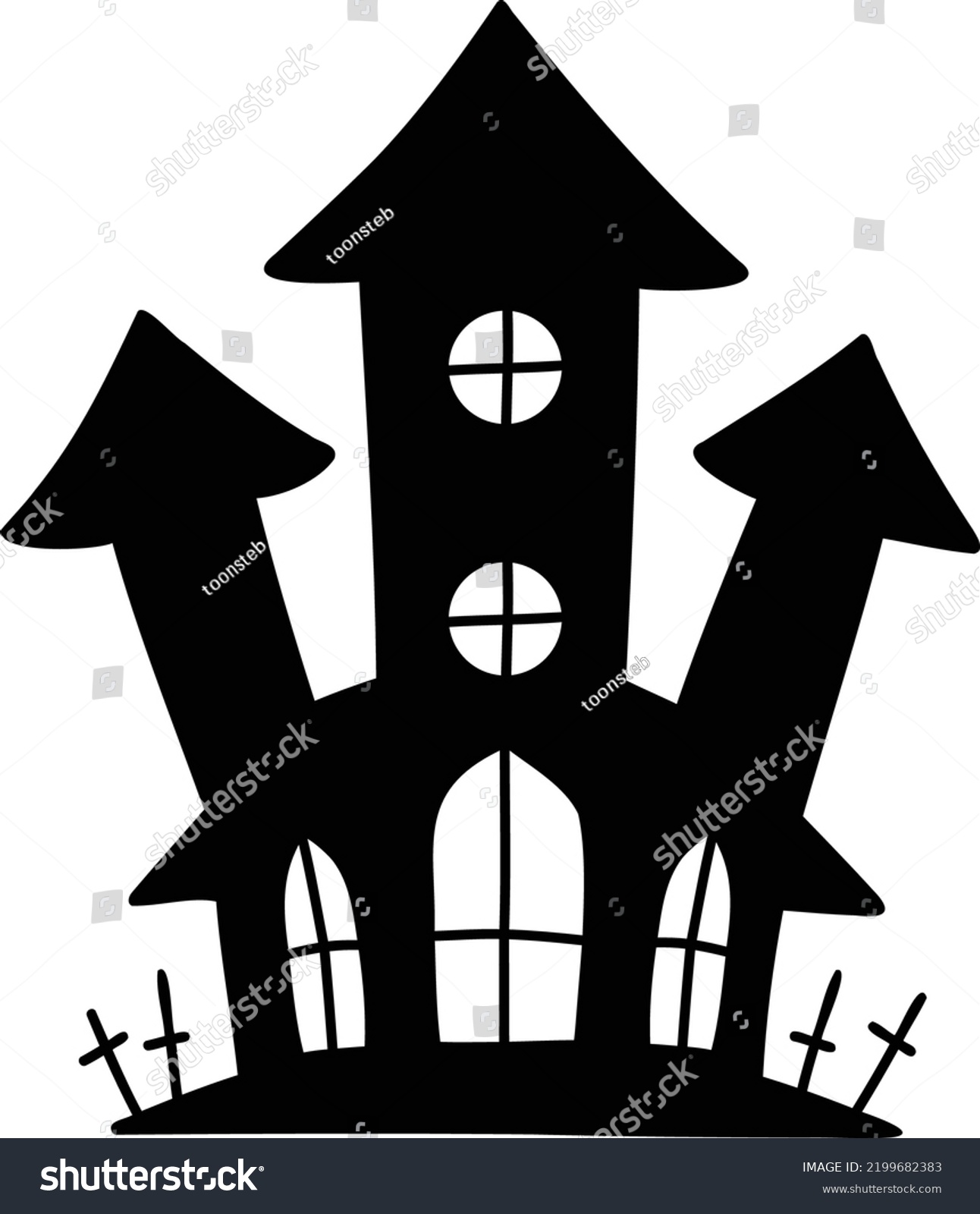 Hand Drawn Halloween Castle Illustration Isolated Stock Vector (Royalty ...