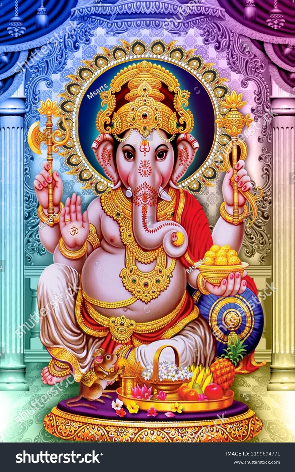 Lord Ganesha Colorful Background Wallpaper God Stock Illustration ...