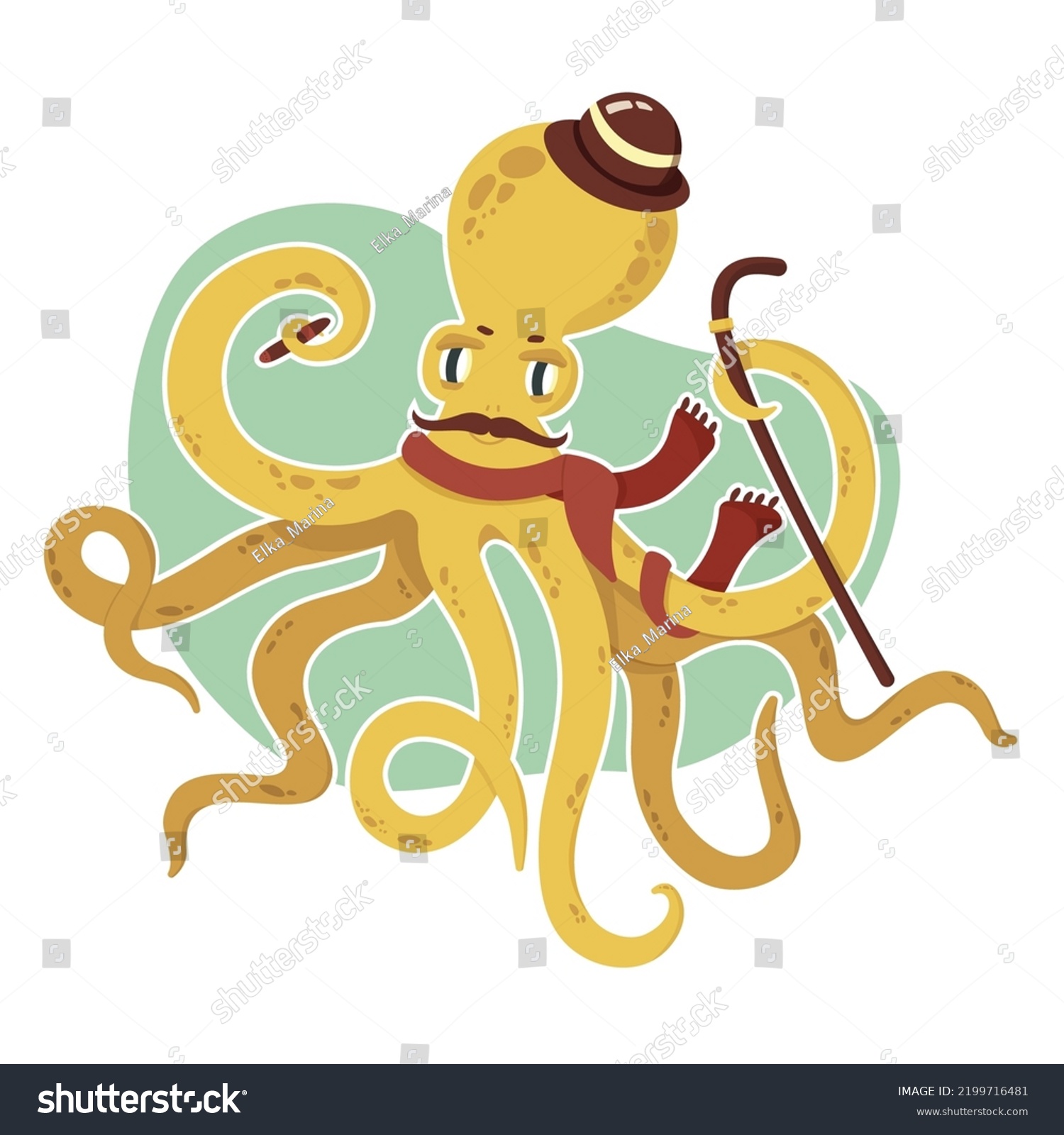 Cartoon Style Octopus Character Vector Illustration Stock Vector ...