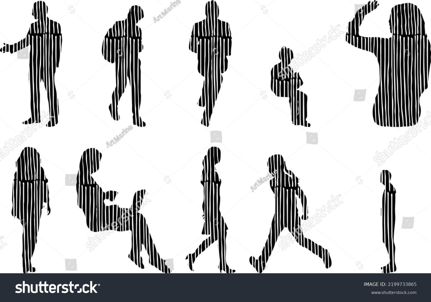 Vector Silhouettes Outline Silhouettes People Contour Stock Vector Royalty Free