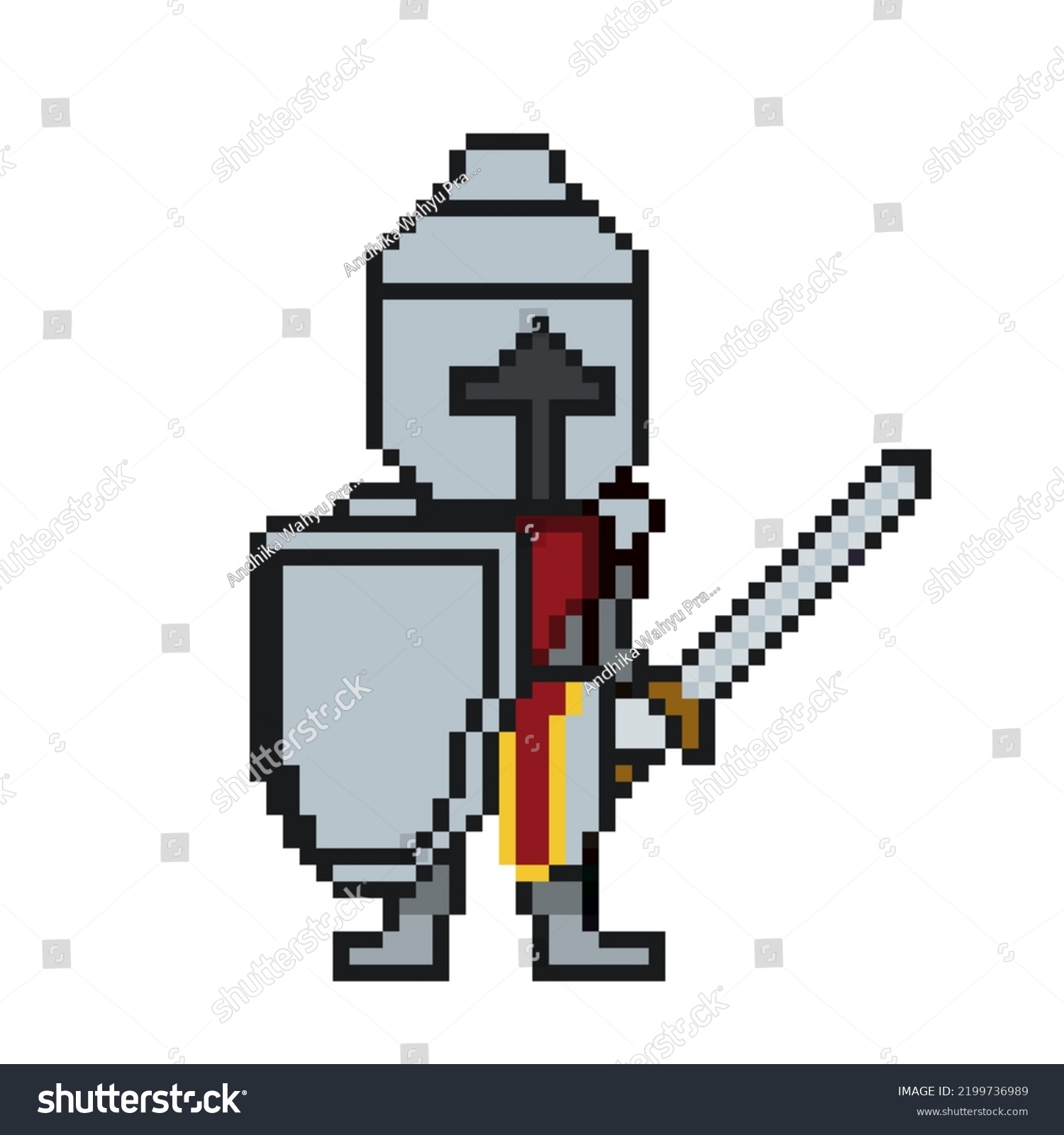 Pixel Character Warrior Full Armor Bring Stock Illustration 2199736989 ...