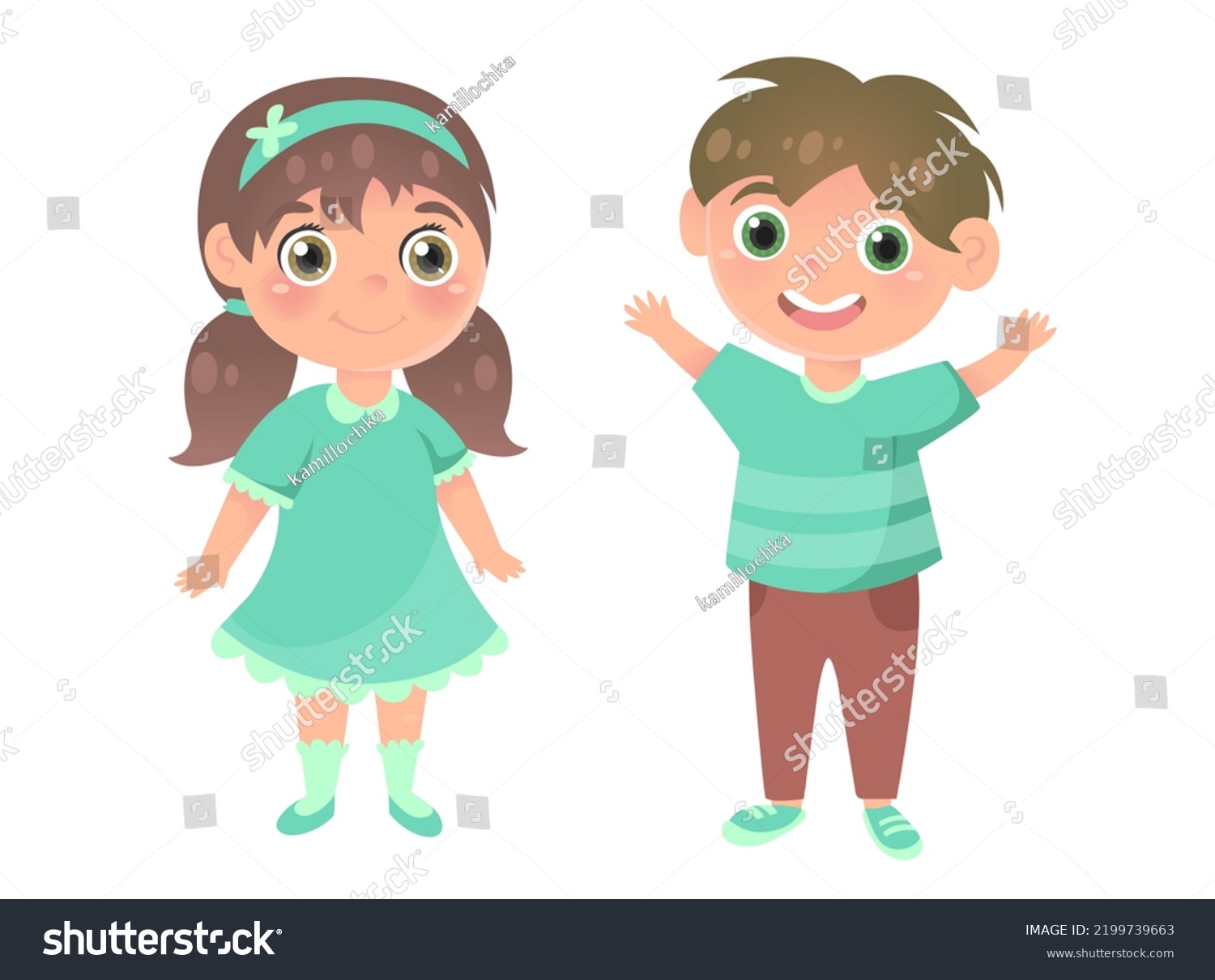 Cute Happy Kids Vector Illustration Stock Vector (Royalty Free ...