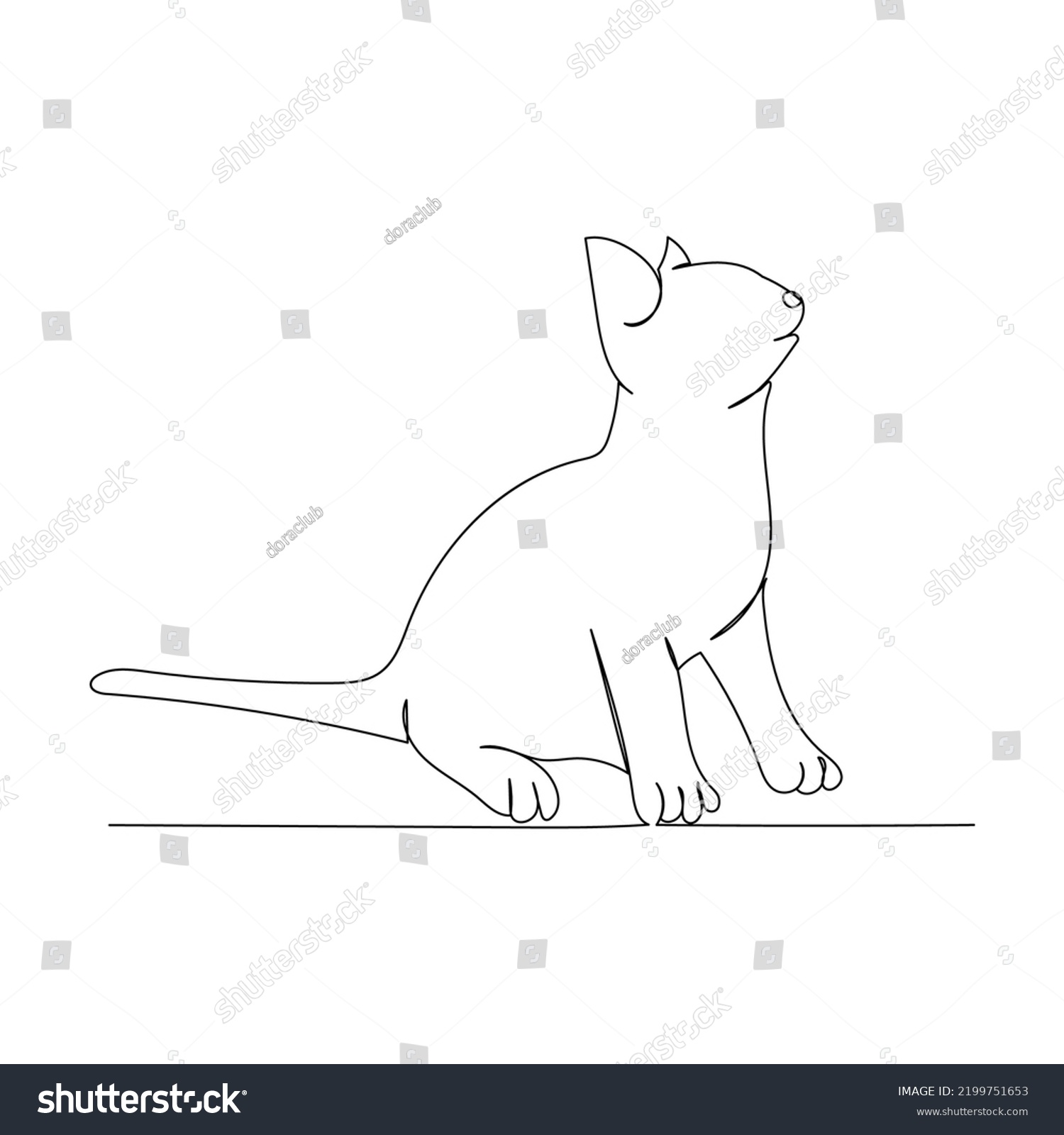 Continuous Line Drawing Cute Cat Minimalism Stock Vector (Royalty Free ...