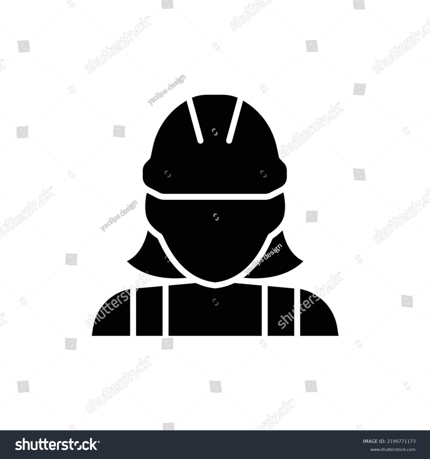 Female Construction Worker Icon Labor Builder Stock Vector (Royalty ...