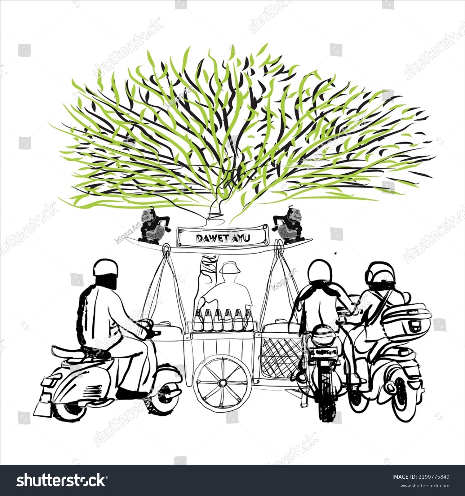 Hand Drawn Illustration Dawet Ayu Seller Stock Vector (Royalty Free ...