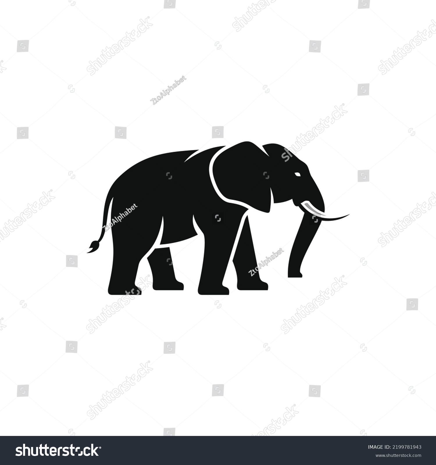 Elephants Silhouette Clipart Elephant Logo Animal Stock Vector (Royalty ...