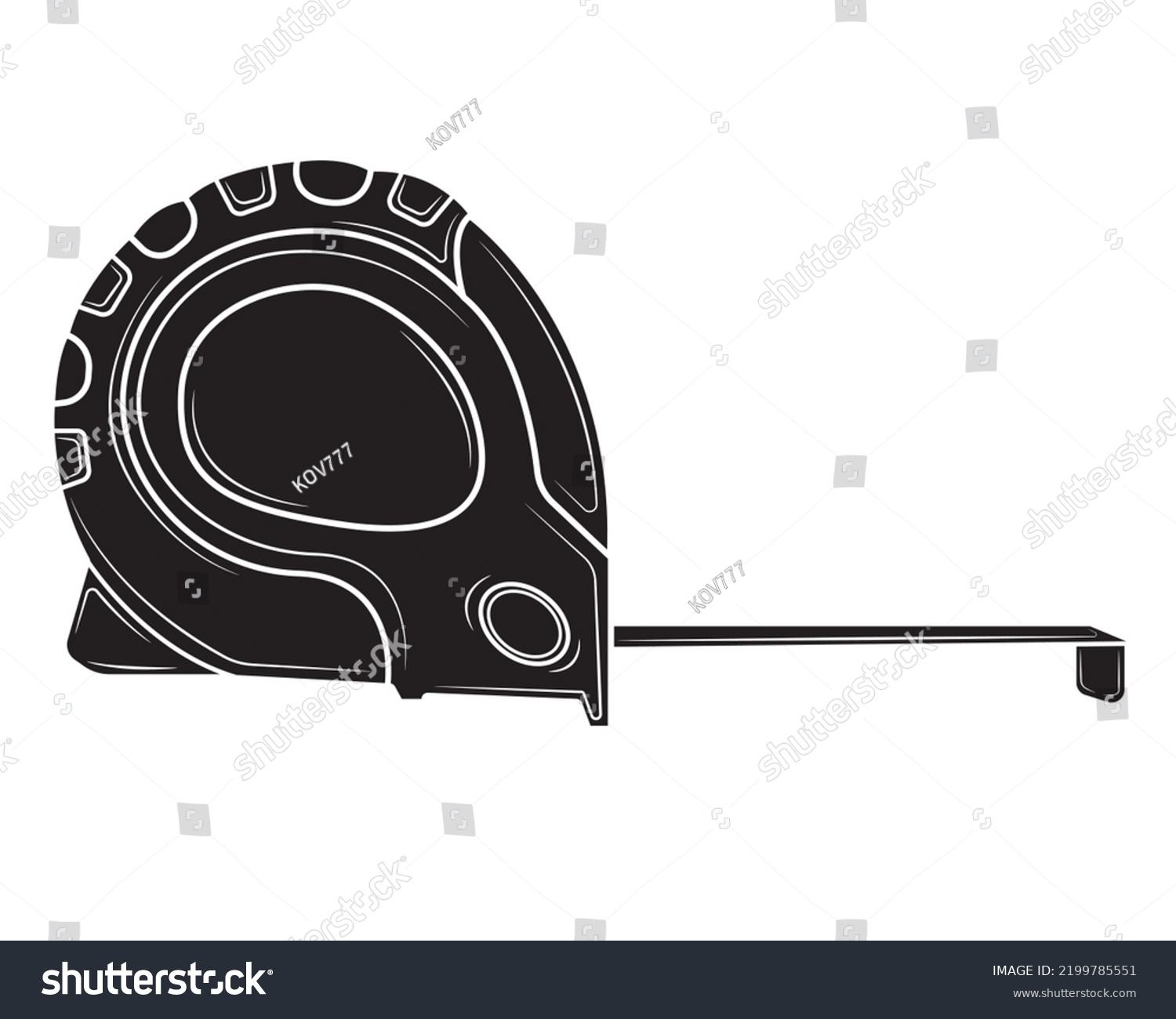 Black Silhouette Carpenters Measuring Tape Isolated Stock Vector ...