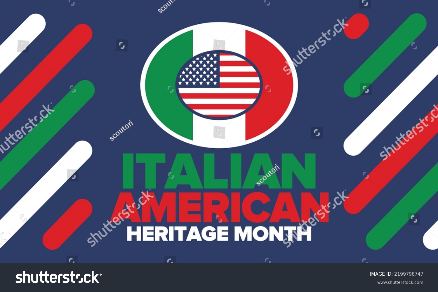 National Italian American Heritage Month Happy Stock Vector (Royalty