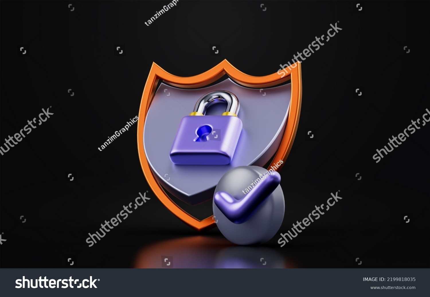 Security Shield Lock Check Mark Badge Stock Illustration 2199818035