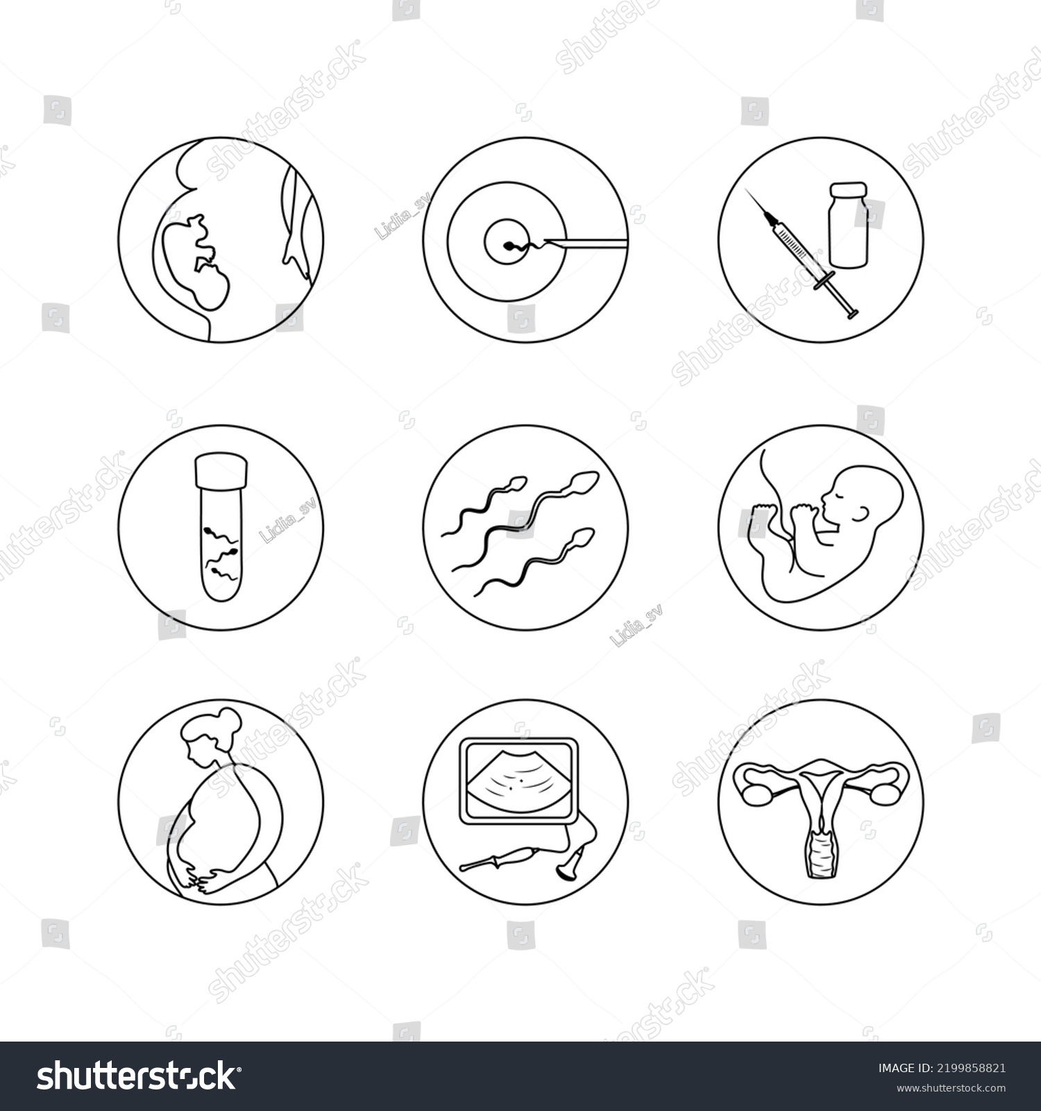 Woman Fertility Icon Set Obstetrics Signs Stock Vector Royalty Free   Stock Vector Woman Fertility Icon Set Obstetrics Signs Collection Pregnancy Insemination Contraception Concept 2199858821 