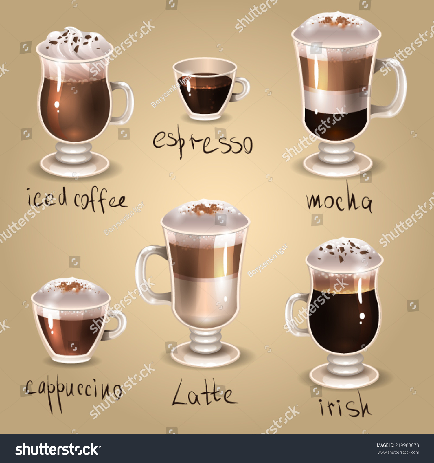 Types Coffee Stock Vector (Royalty Free) 219988078 | Shutterstock
