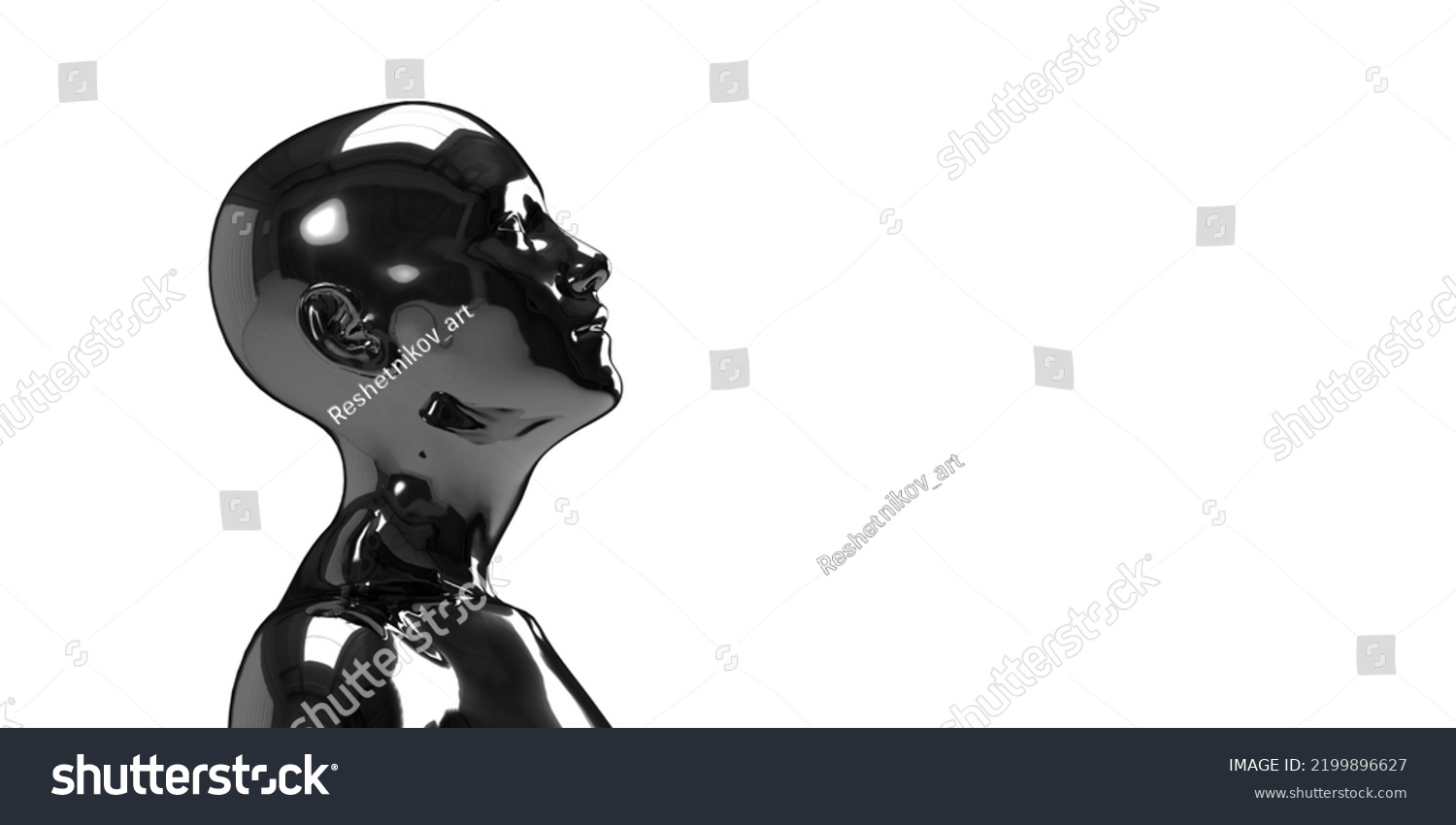 3d Illustration Female Bald Silver Head Stock Illustration 2199896627 Shutterstock 8501