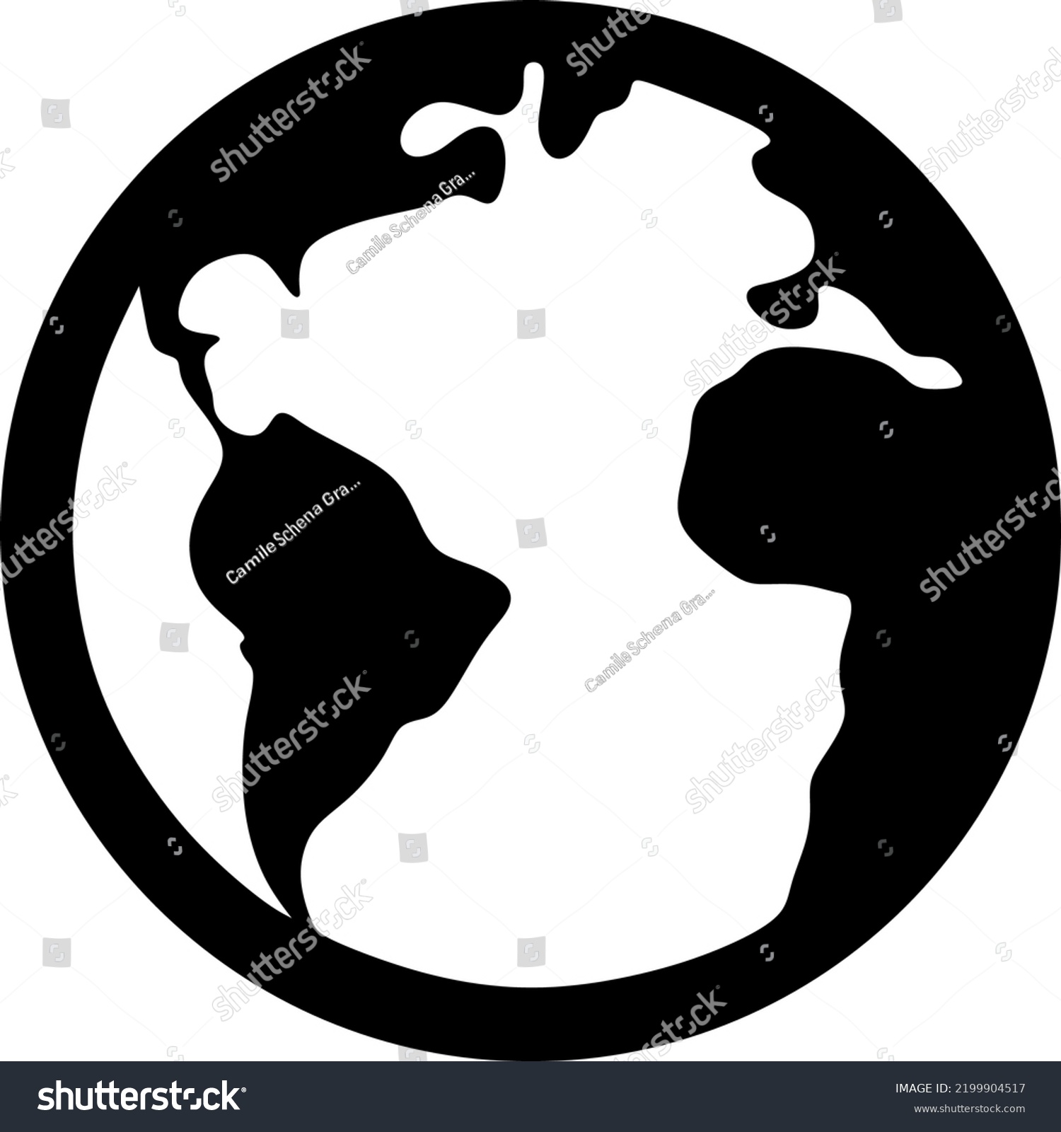 World Map Vector Black White Stock Vector (Royalty Free) 2199904517