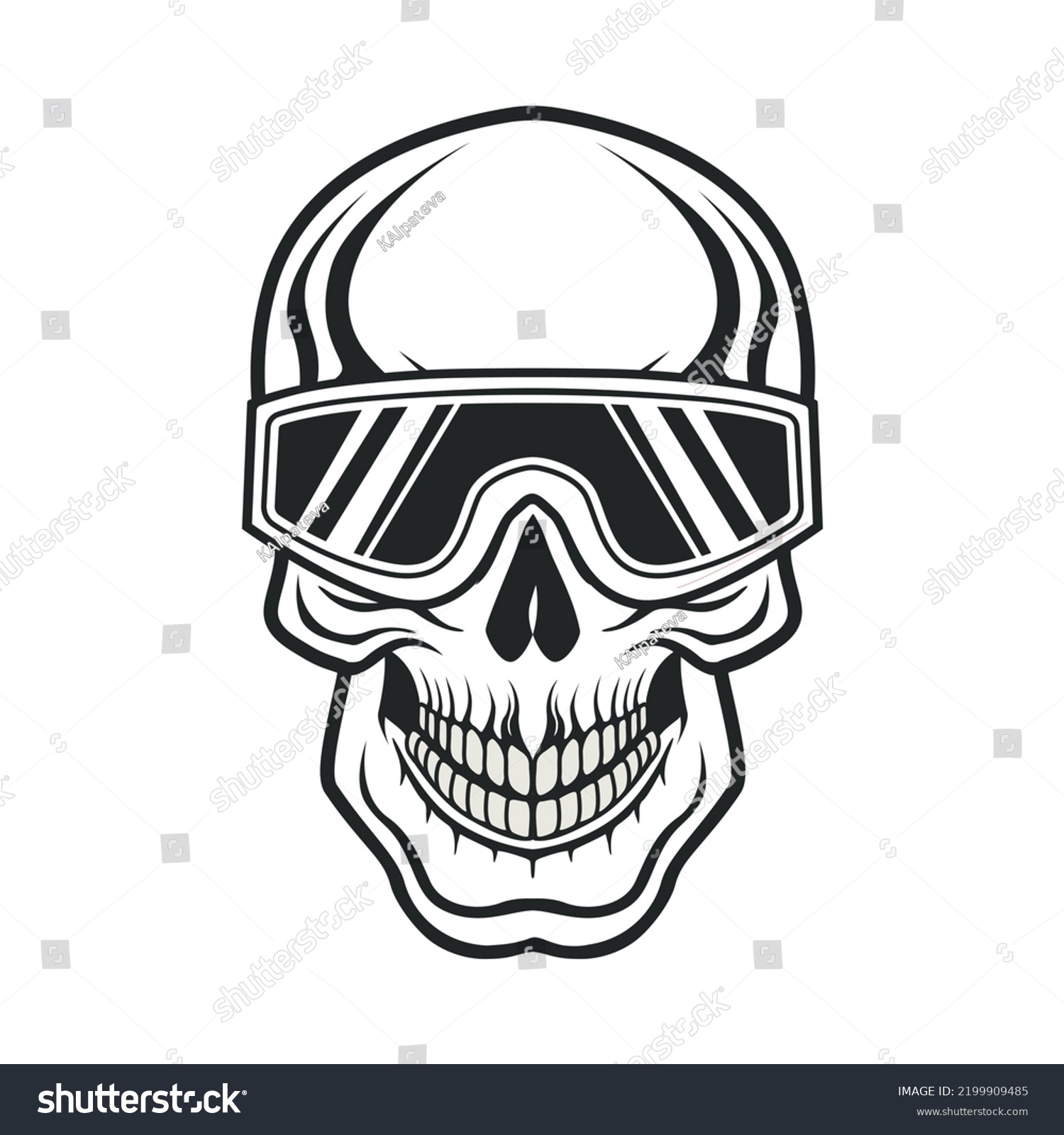 Hand Drawn Human Skull Wearing Black Stock Vector (royalty Free 