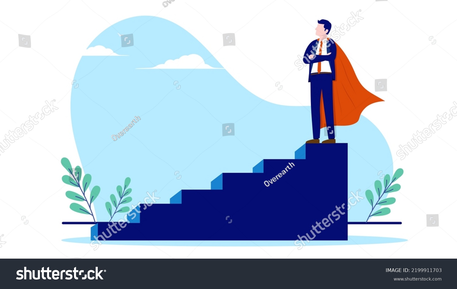 Businessman On Top Stairs Superhero Man Stock Vector (Royalty Free ...