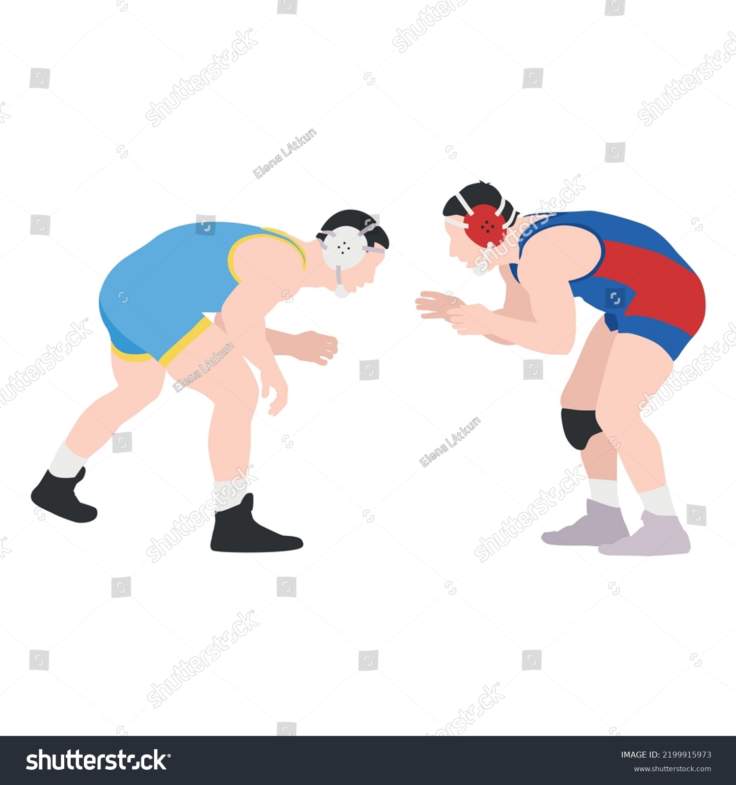 Wrestlers Combat Flat High Resolution Vector Stock Vector (Royalty Free ...