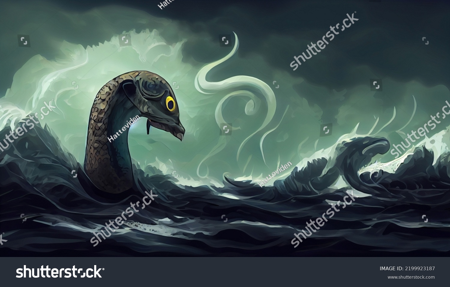 Mystical Oneeyed Sea Serpent Norse Mythology Stock Illustration ...