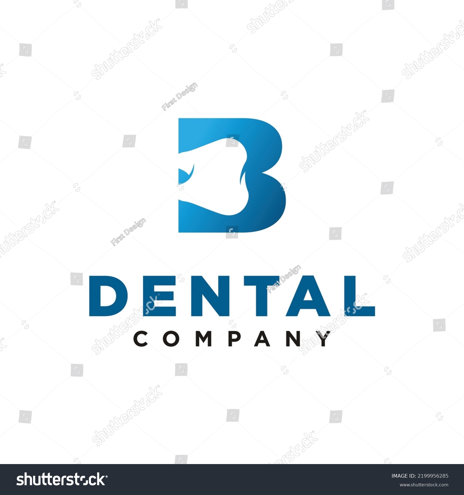 B Letter Initial Dental Modern Logo Stock Vector (Royalty Free ...