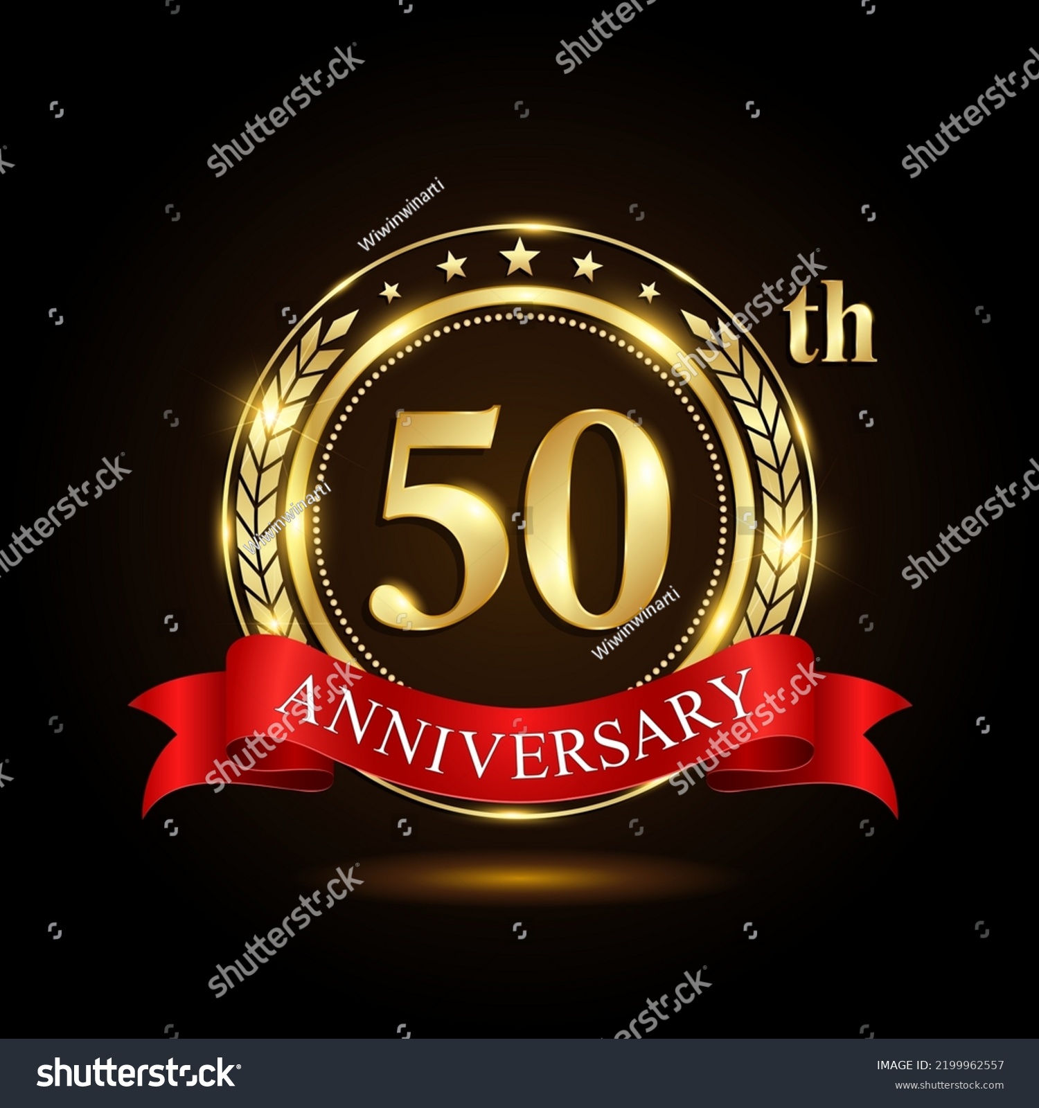 50th Golden Anniversary Logo Shiny Ring Stock Vector (Royalty Free ...