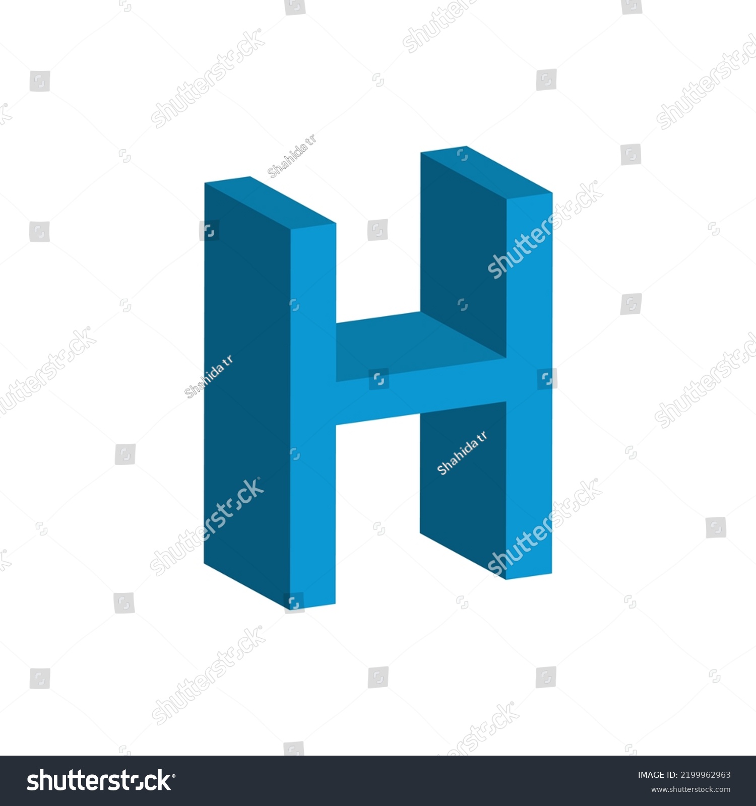 3d Alphabet H Sky Blue Colour Stock Vector (Royalty Free) 2199962963 ...