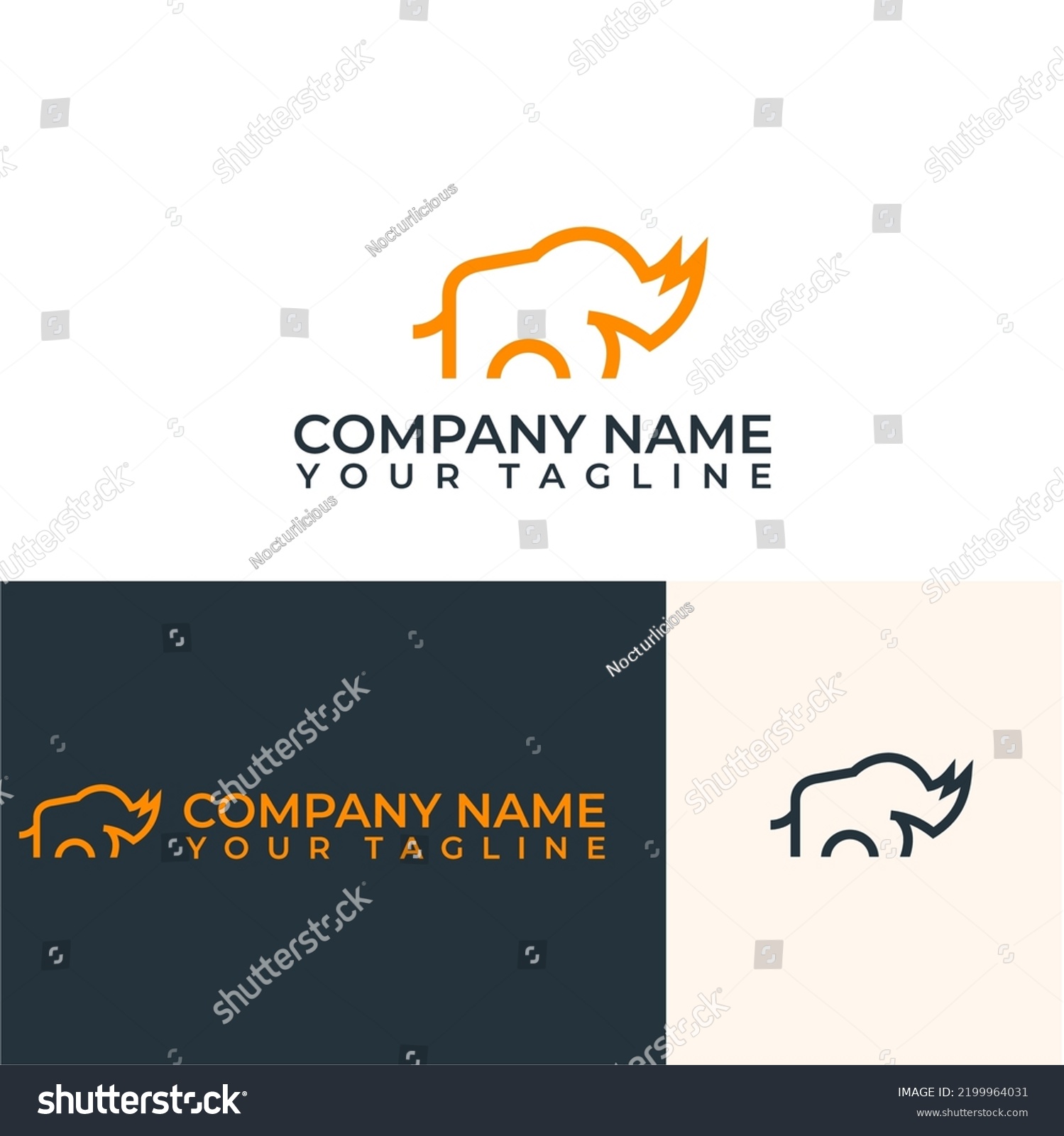 Minimalist Monoline Outline Rhino Vector Logo Stock Vector Royalty Free 2199964031 Shutterstock