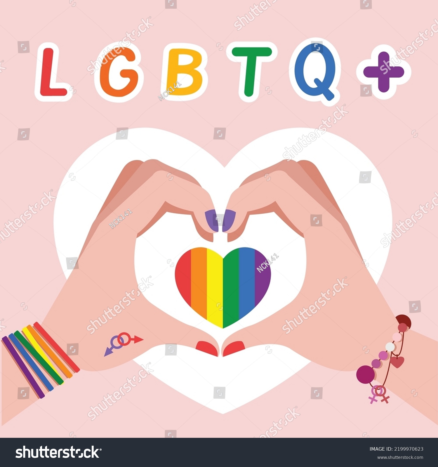 Lgbtq Hands Shaping Pride Flags Heart Stock Vector Royalty Free