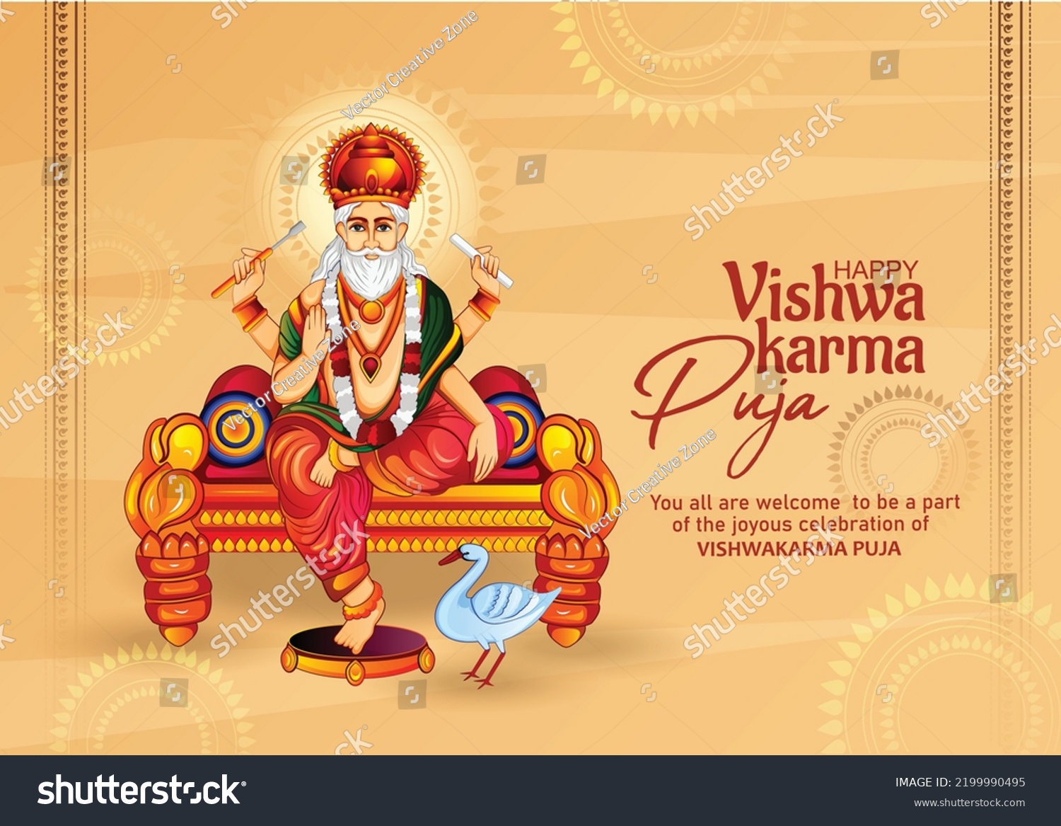 Illustration Vishwakarma Puja Vishwakarma Jayanti Day Stock Vector