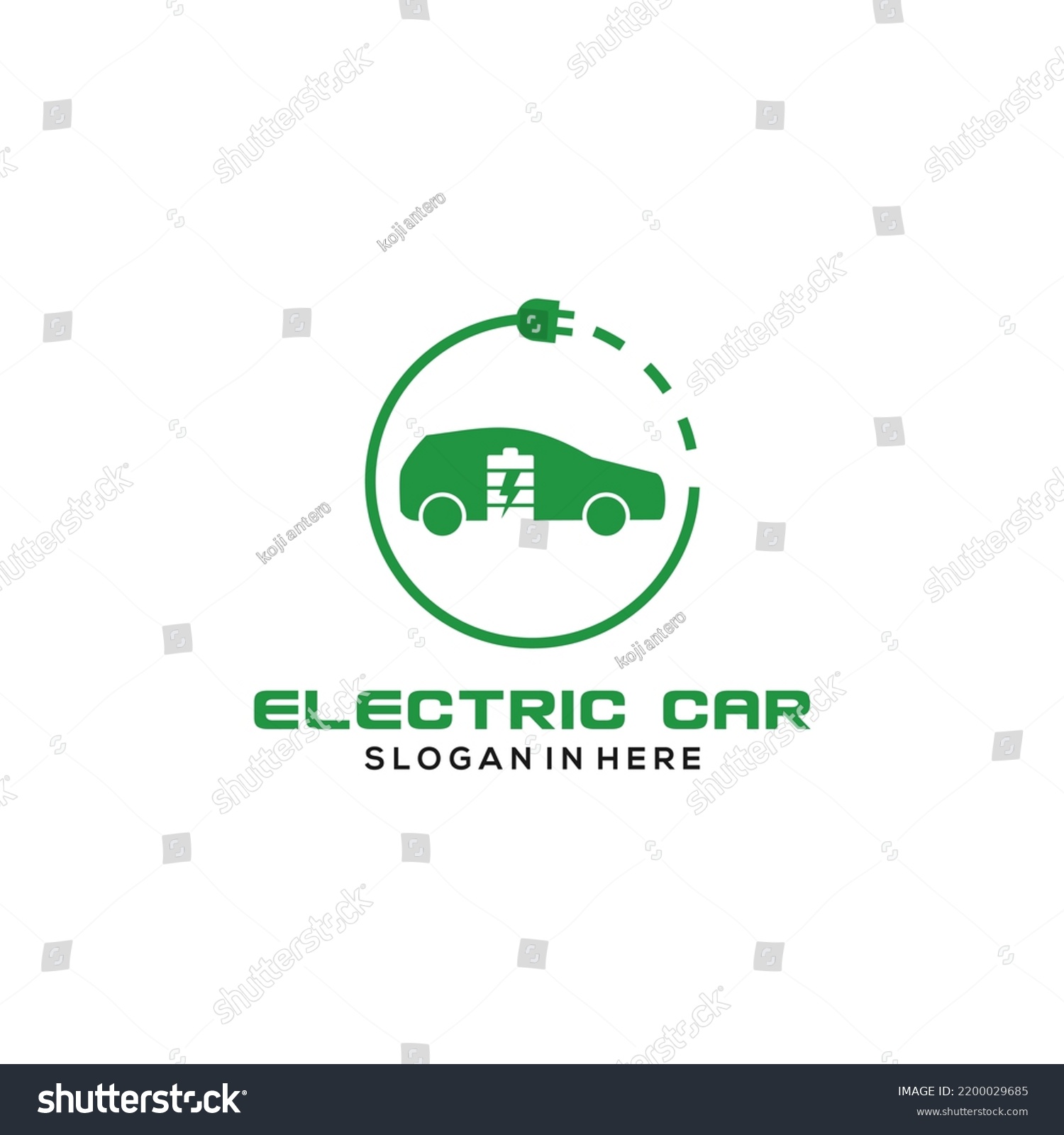 Green Electric Car Logo Eco Battery Stock Vector (Royalty Free ...