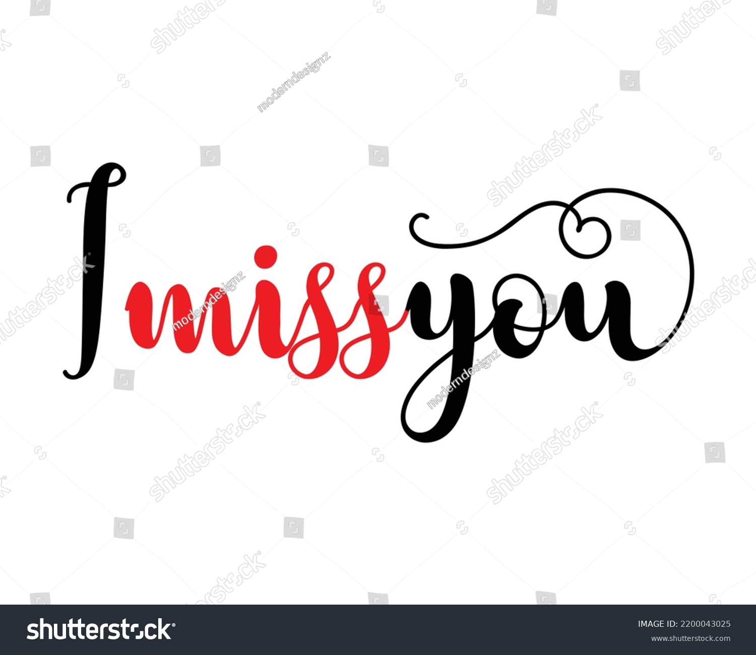 Miss You Letters Vector Elements Design Stock Vector (Royalty Free ...