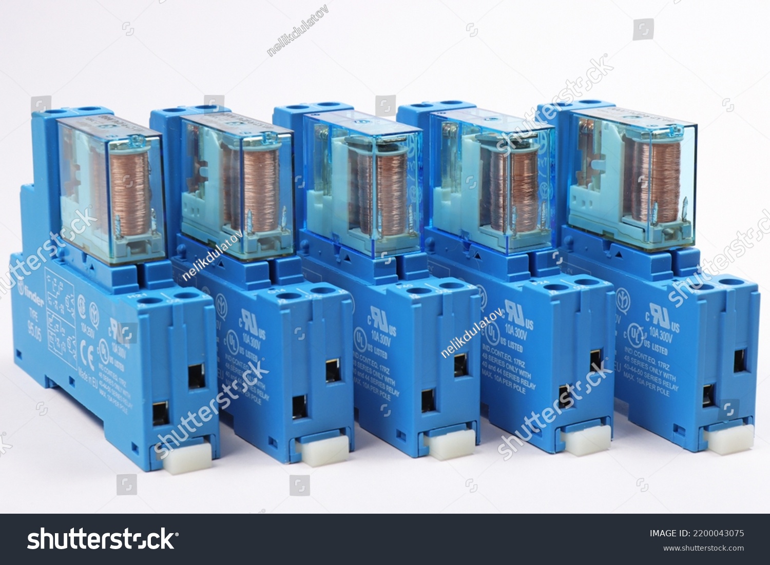 Relays Switching Signals Electrical Panel Stock Photo