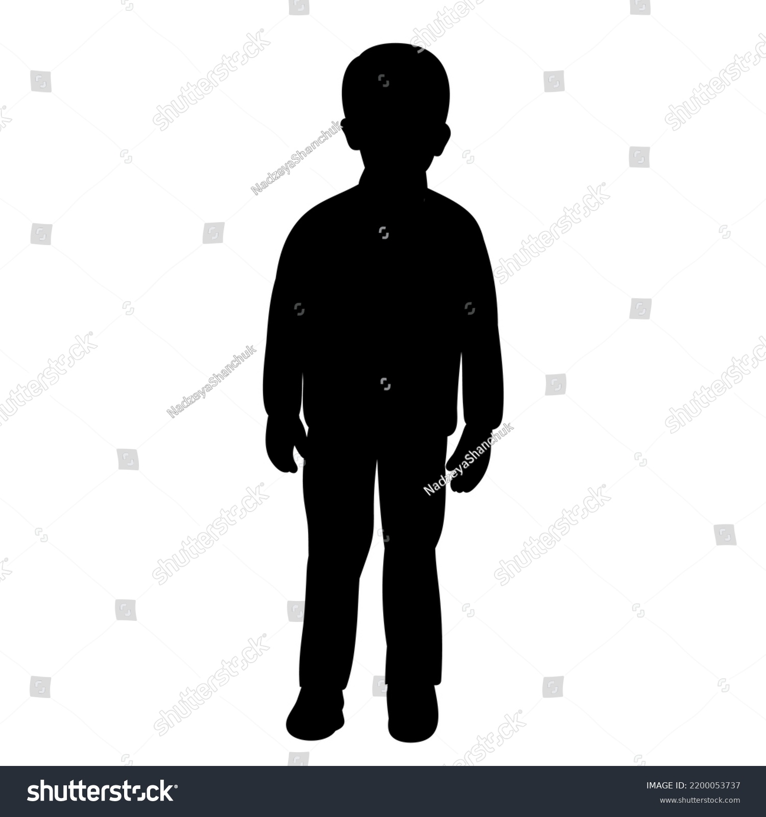 Silhouette Black Boy Child On White Stock Vector (Royalty Free ...