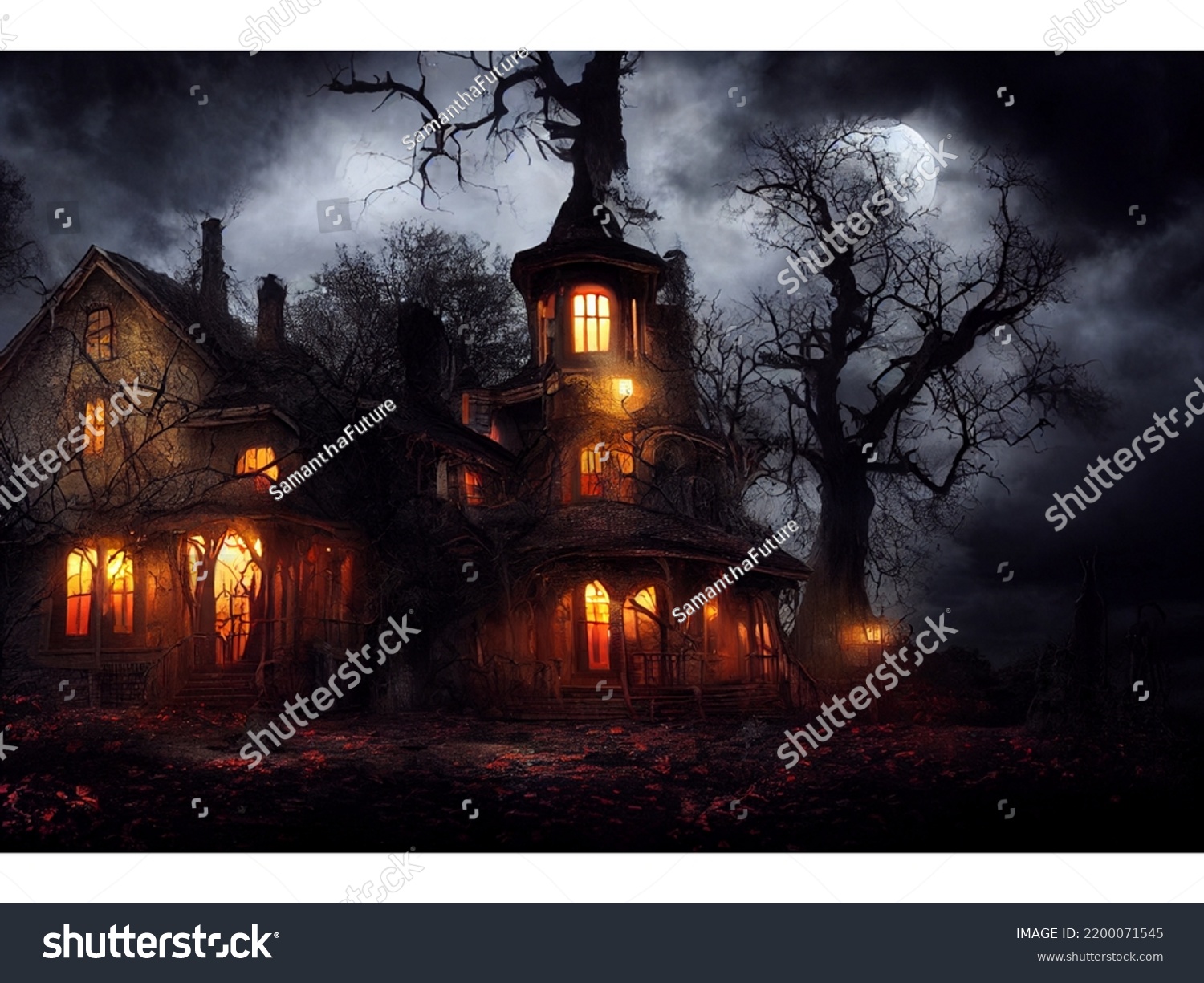 Spooky Halloween House Creepy Halloween Mansion Stock Illustration ...