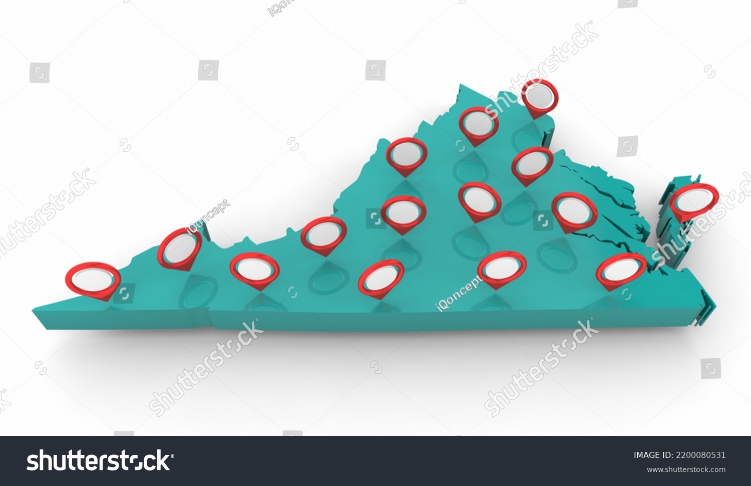 Virginia State Commonwealth Va Cities Map Stock Illustration 2200080531 ...