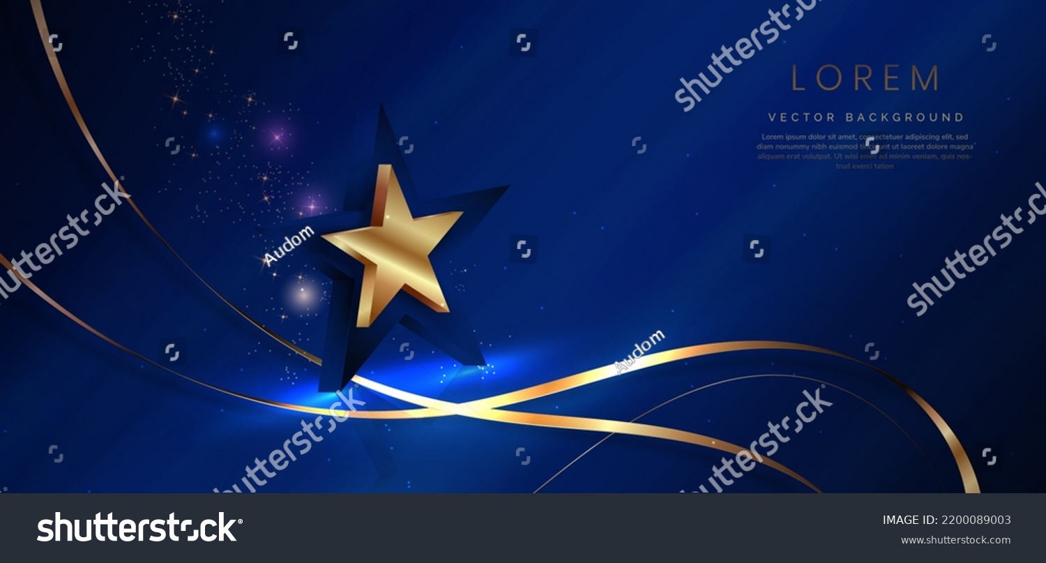 3d Golden Star Golden Ribbon Curved Stock Vector (Royalty Free ...