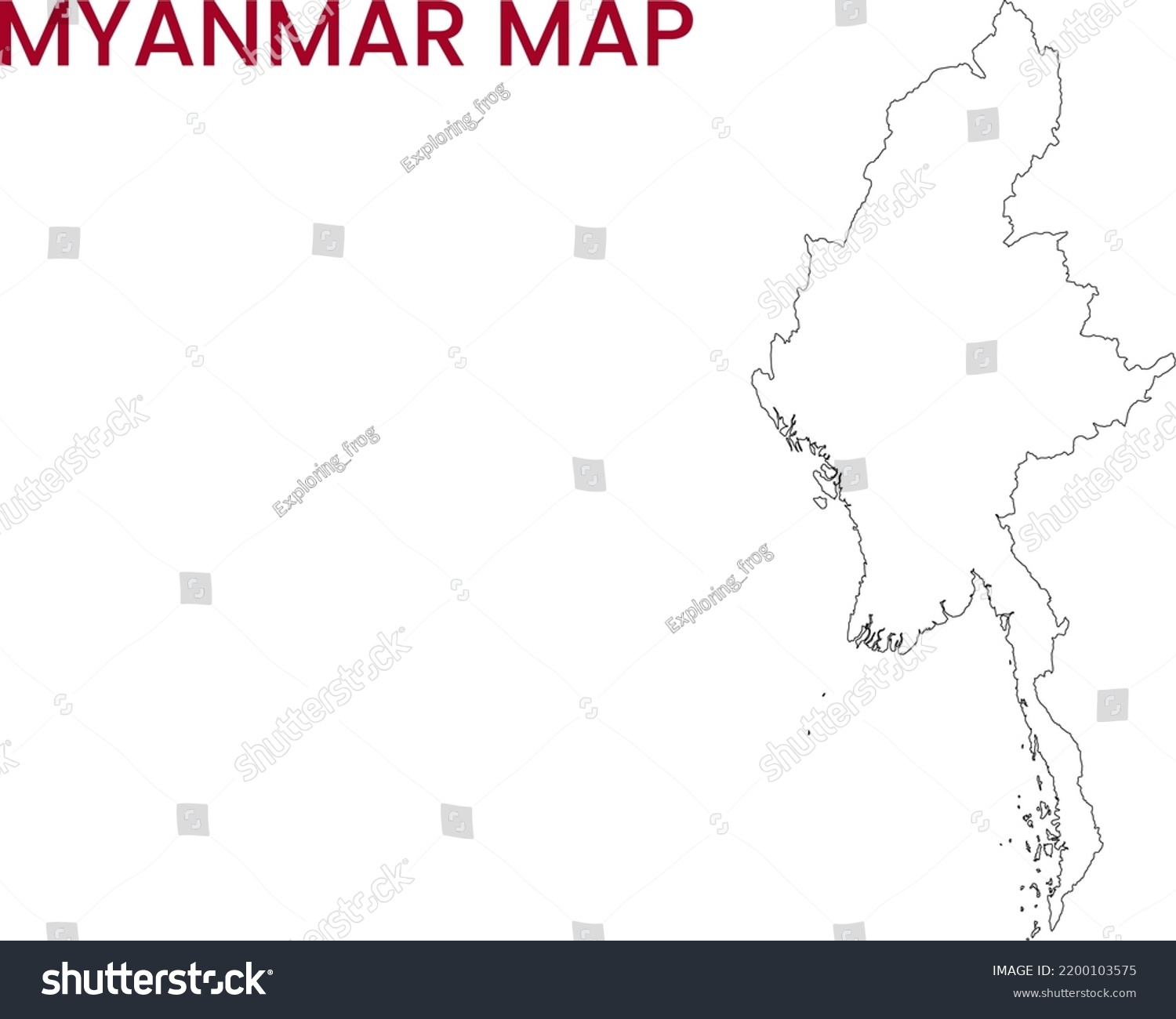 High Detailed Map Myanmar Outline Map Stock Illustration 2200103575   Stock Photo High Detailed Map Of Myanmar Outline Map Of Myanmar Asia 2200103575 