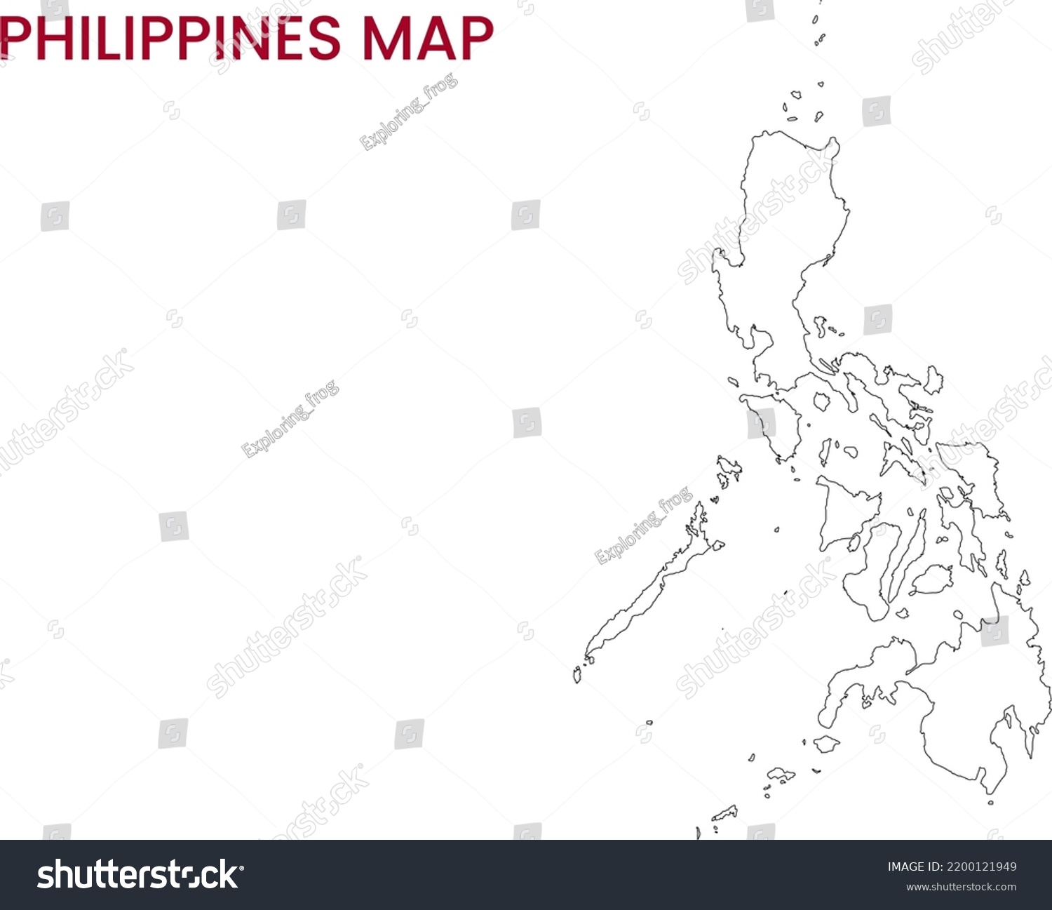 High Detailed Map Philippines Outline Map Stock Illustration 2200121949 ...