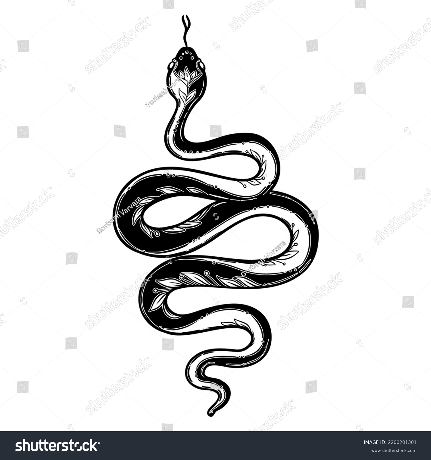 Vector Outline Snake Magic Symbol Serpent Stock Vector (Royalty Free ...