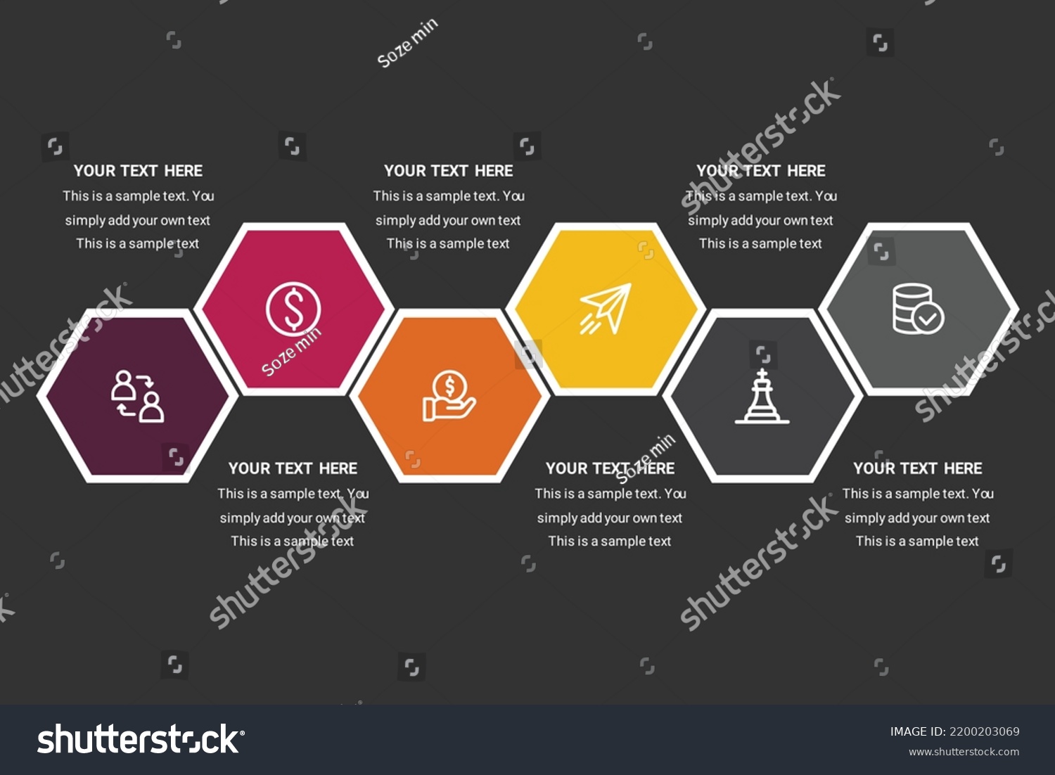 Business Presentation Infographic 6 Options Vector Stock Vector Royalty Free 2200203069 5058