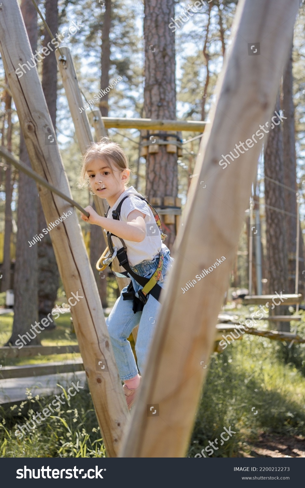 Happy Little Girl Rope Park On Stock Photo 2200212273 | Shutterstock