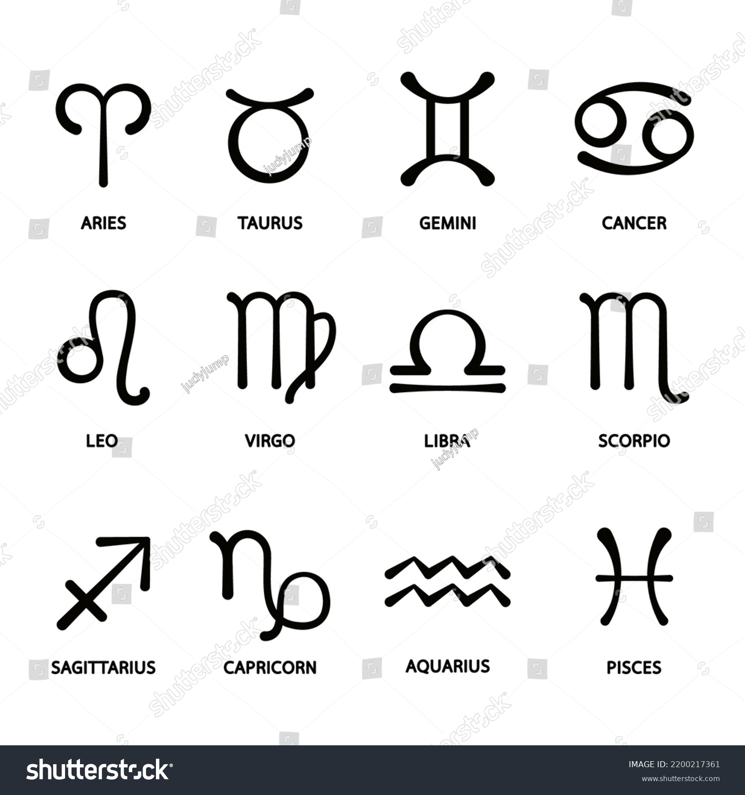 12 Zodiac Symbols Glowing Collection Astrology Stock Vector (Royalty ...