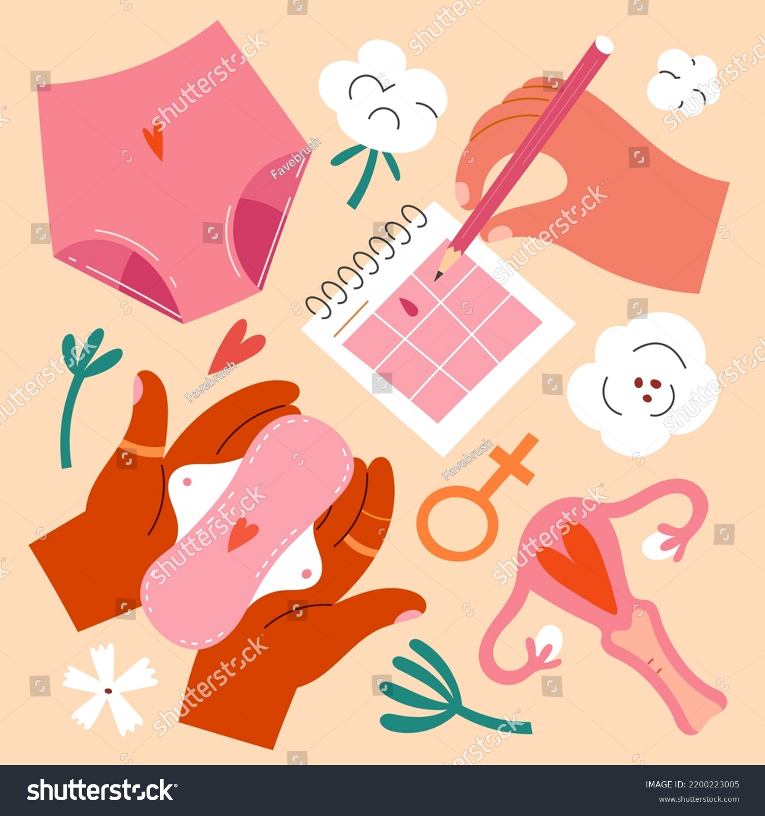 Menstruation Cycle Stickers Women Period Illustrations Stock Vector Royalty Free 2200223005 1282