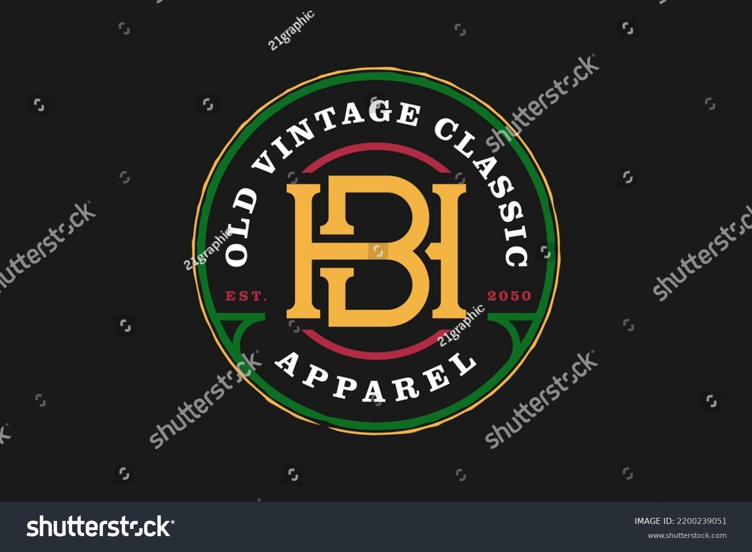 Old Vintage Classic Logo Design Apparel Stock Vector Royalty Free