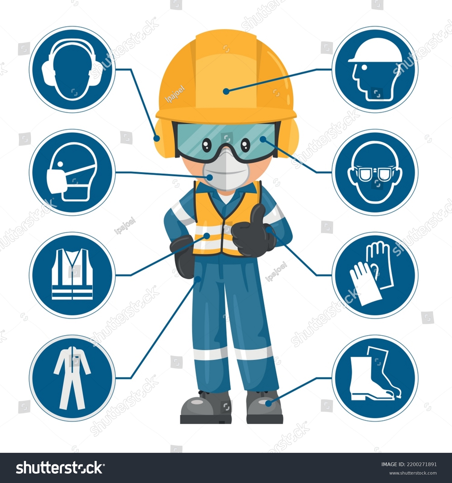 Industrial Worker Personal Protective Equipment Icons Stock Vector ...