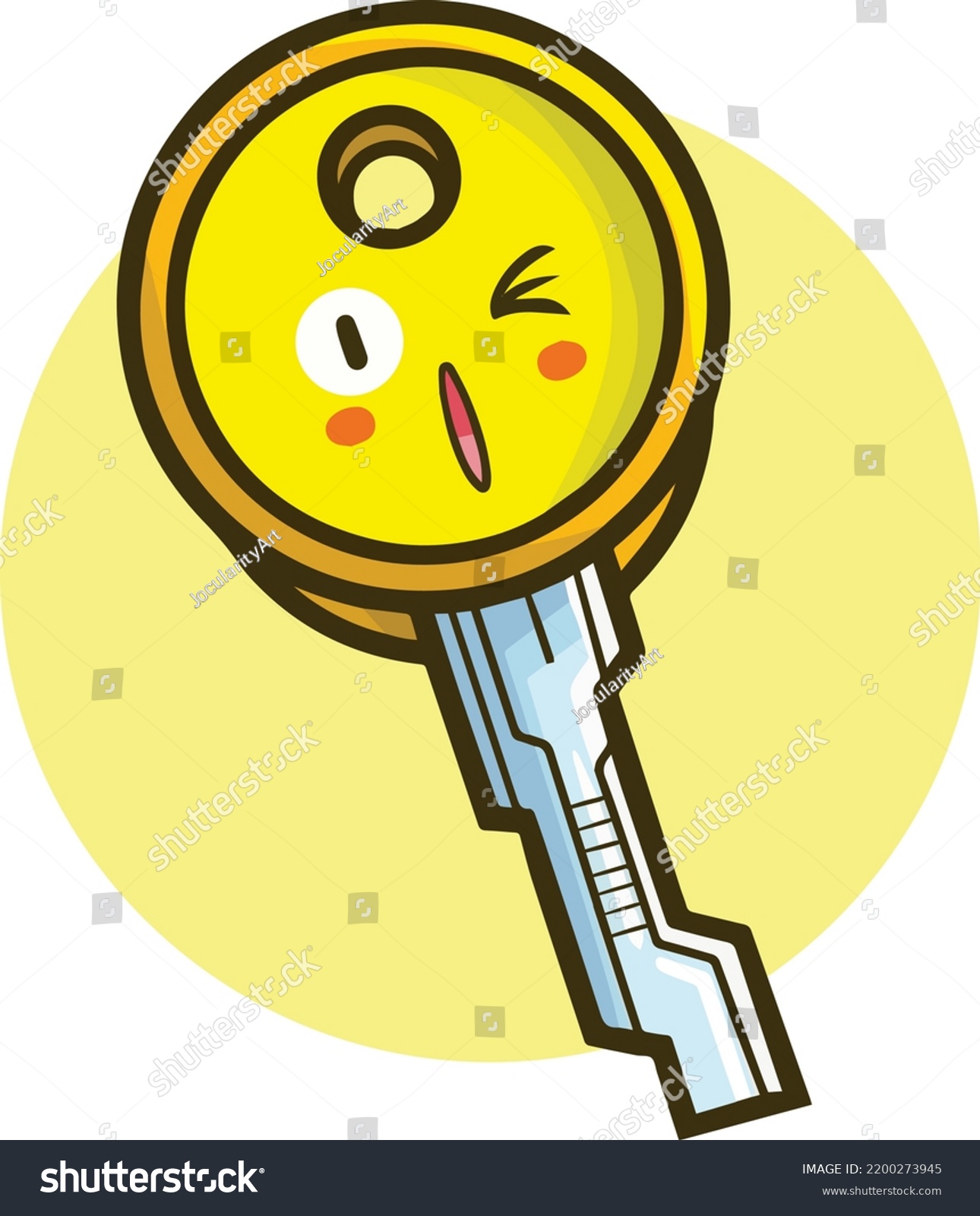 Kawaii Yellow Key Mascot Cartoon Illustration Stock Vector (Royalty ...