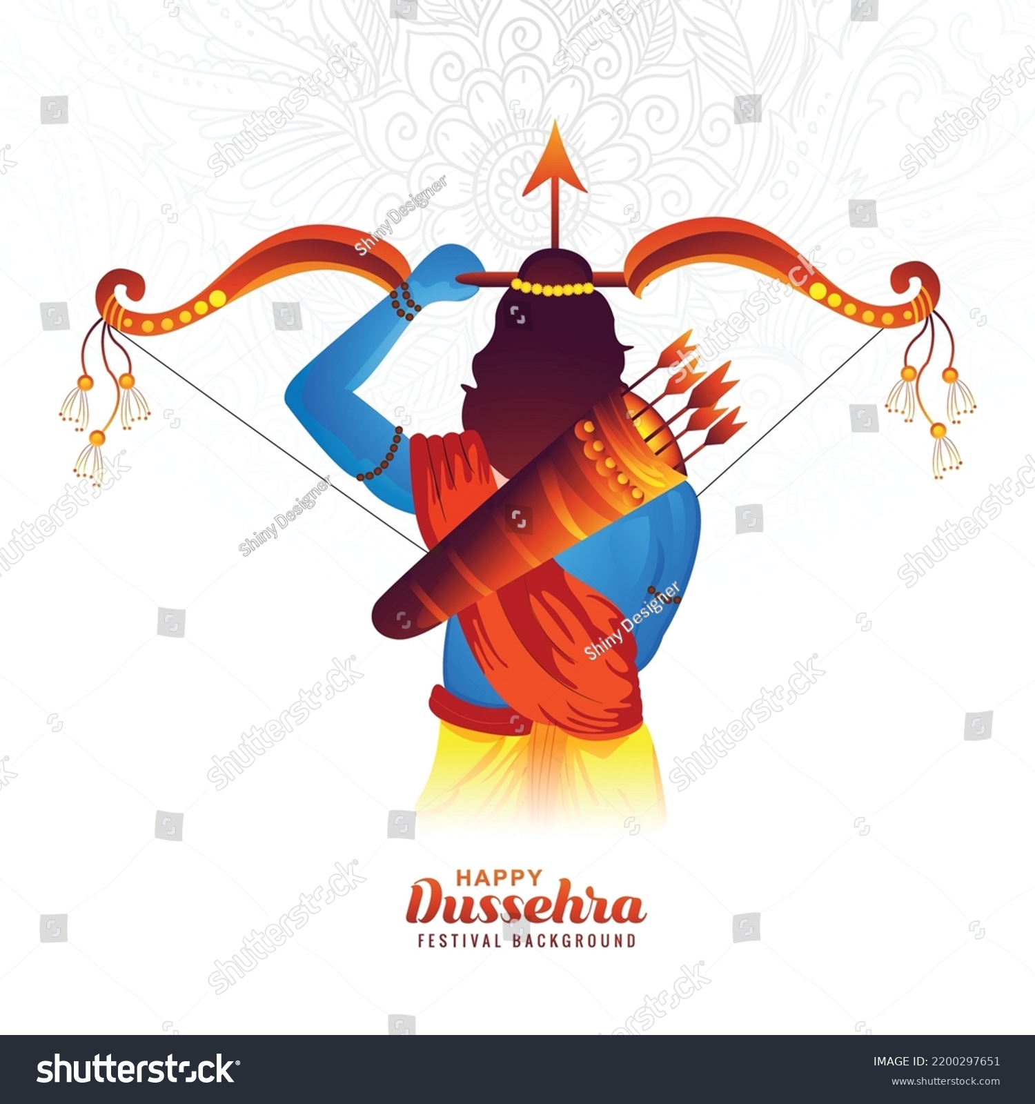 Beautiful Bow Arrow Rama Happy Dussehra Stock Vector (Royalty Free ...