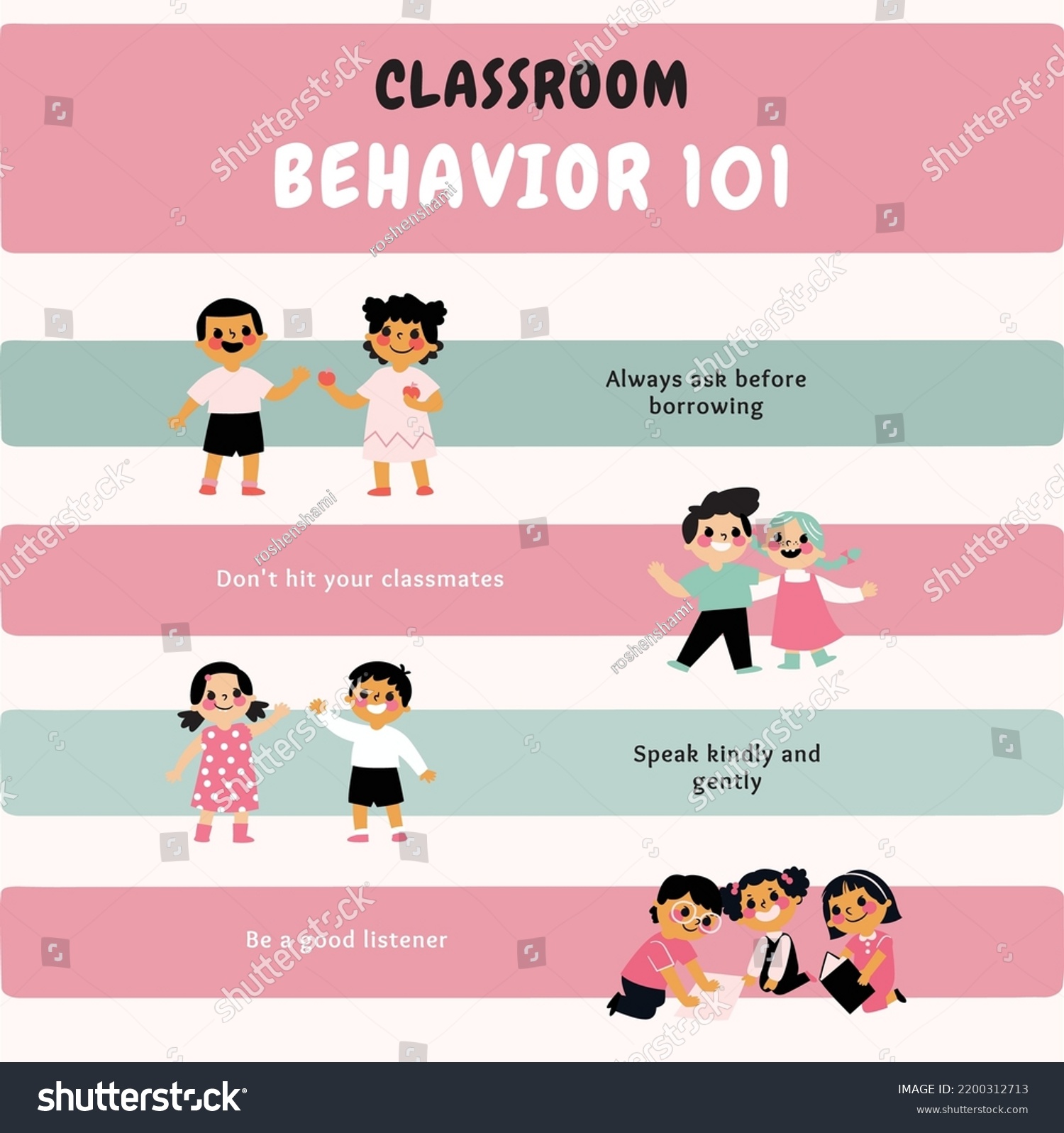 Editable Illustrated Classroom Behavior Template Stock Vector (Royalty ...