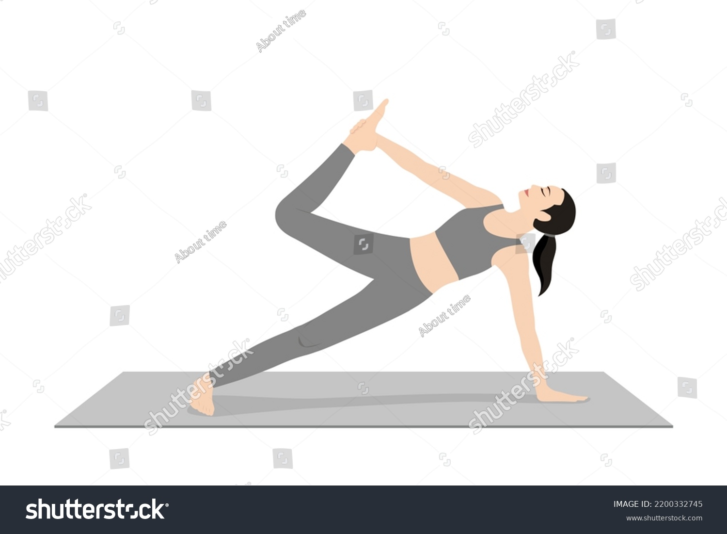 Partridge Pose Side Plank Variation Hand Stock Vector (Royalty Free