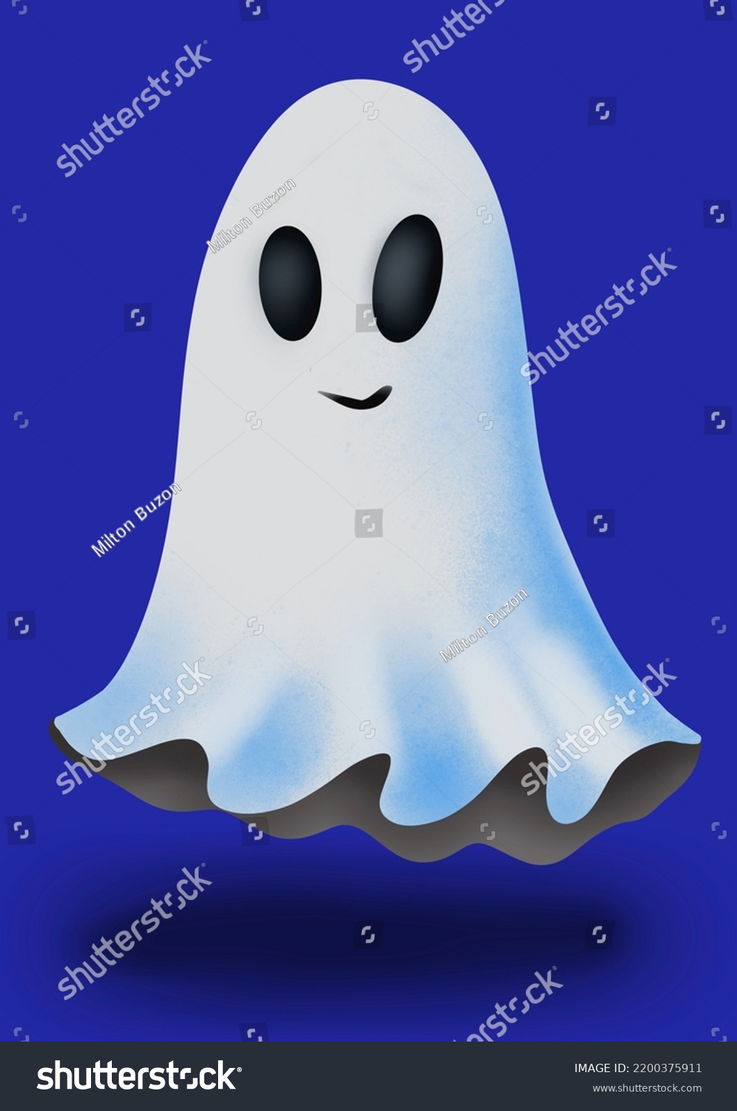 Little Ghost Drawing Happy Little Ghost Stock Illustration 2200375911 ...