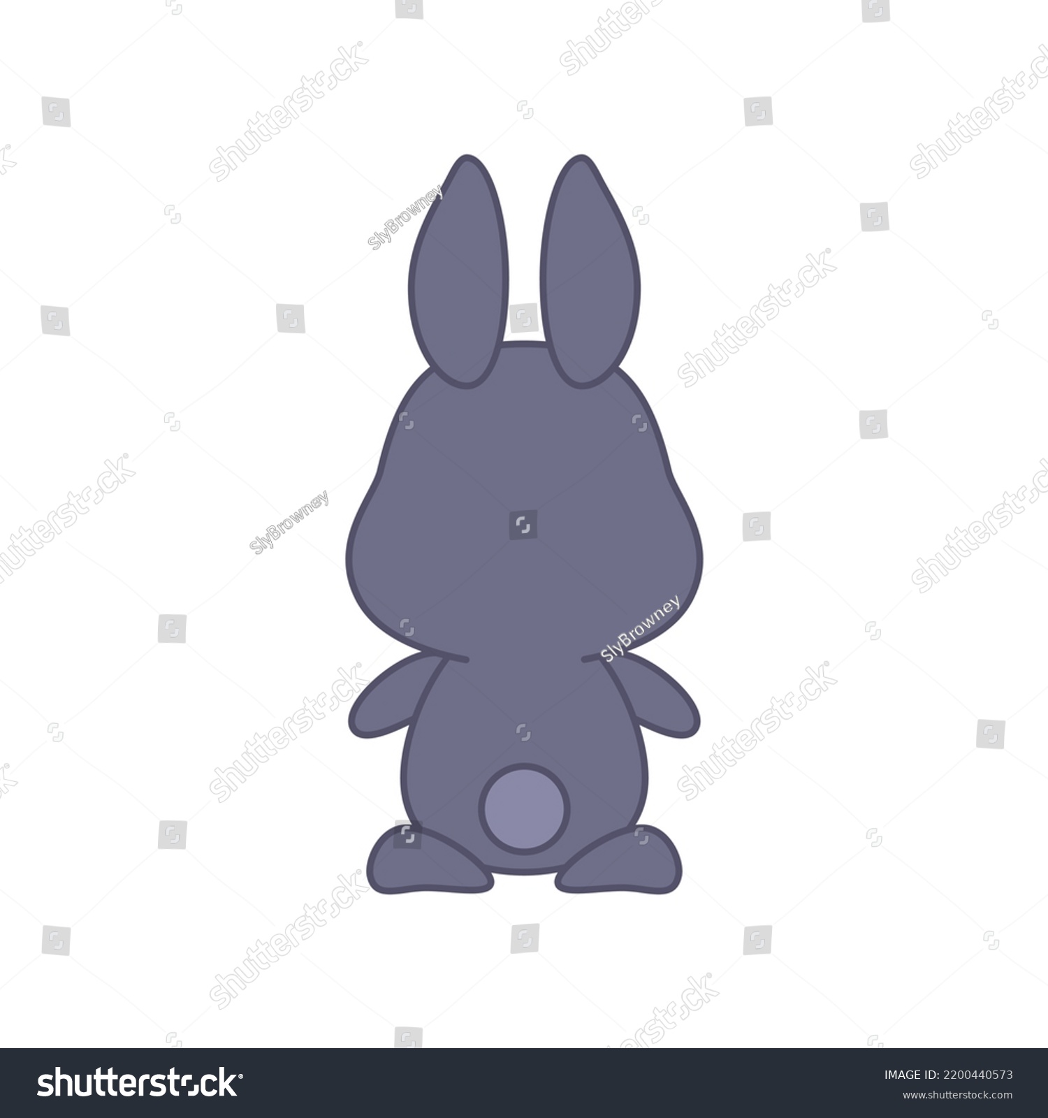 Cute Black Bunny Flat Cartoon Illustration Stock Vector (Royalty Free ...